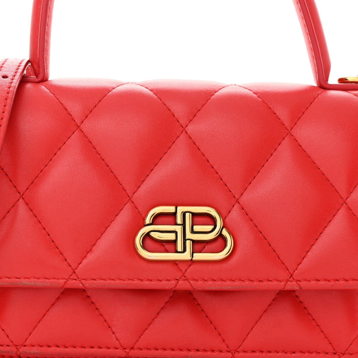 Nappa Calfskin Quilted XS Sharp Top Handle Bag Bright Red
