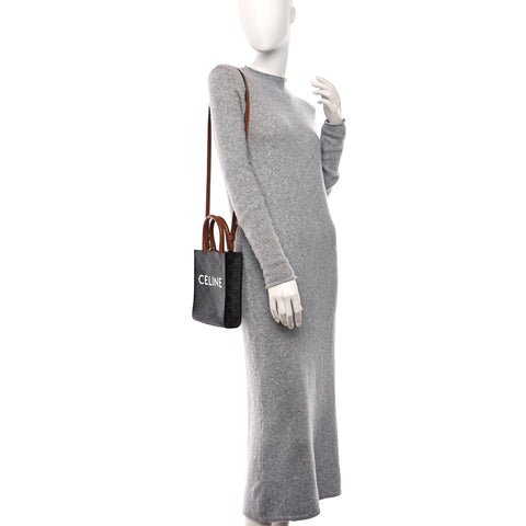 Triomphe Canvas Calfskin Mini Vertical Cabas Tan