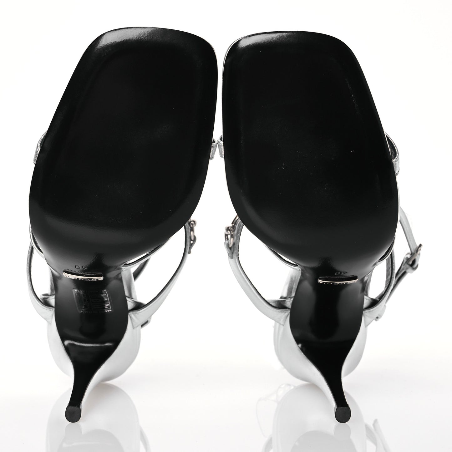 Nappa Silk High Heel Sandals 40 Argento