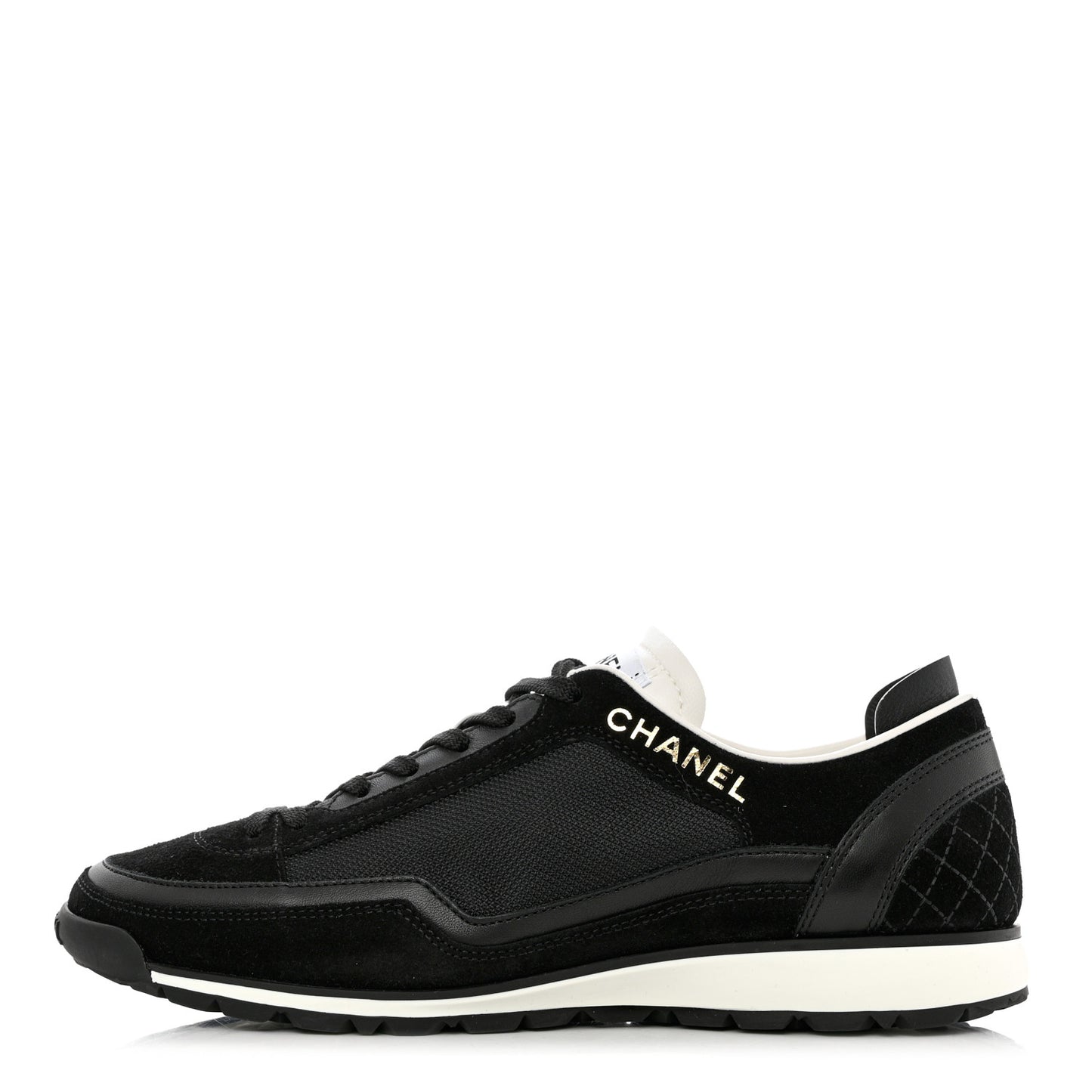 Suede Calfskin Fabric CC Sneakers 37 Black White