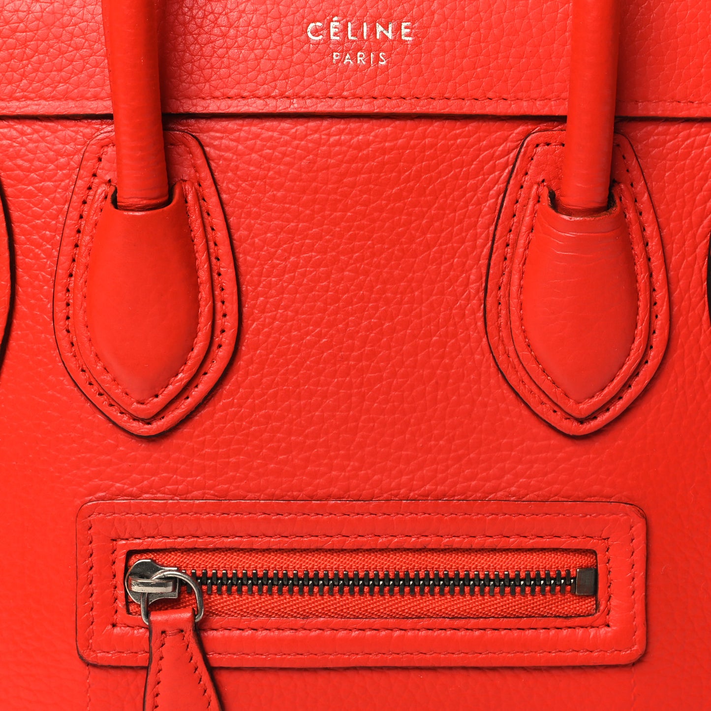 Drummed Calfskin Nano Luggage Vermillion