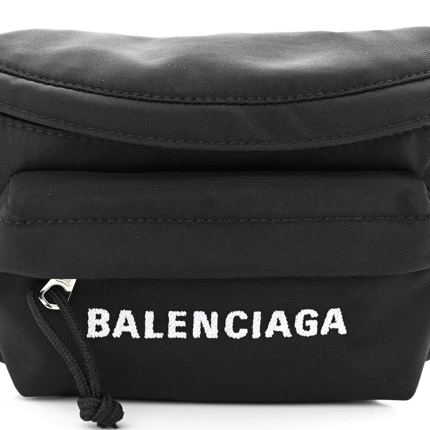 Sport Nylon Logo Embroidered Wheel Belt Bag Black White