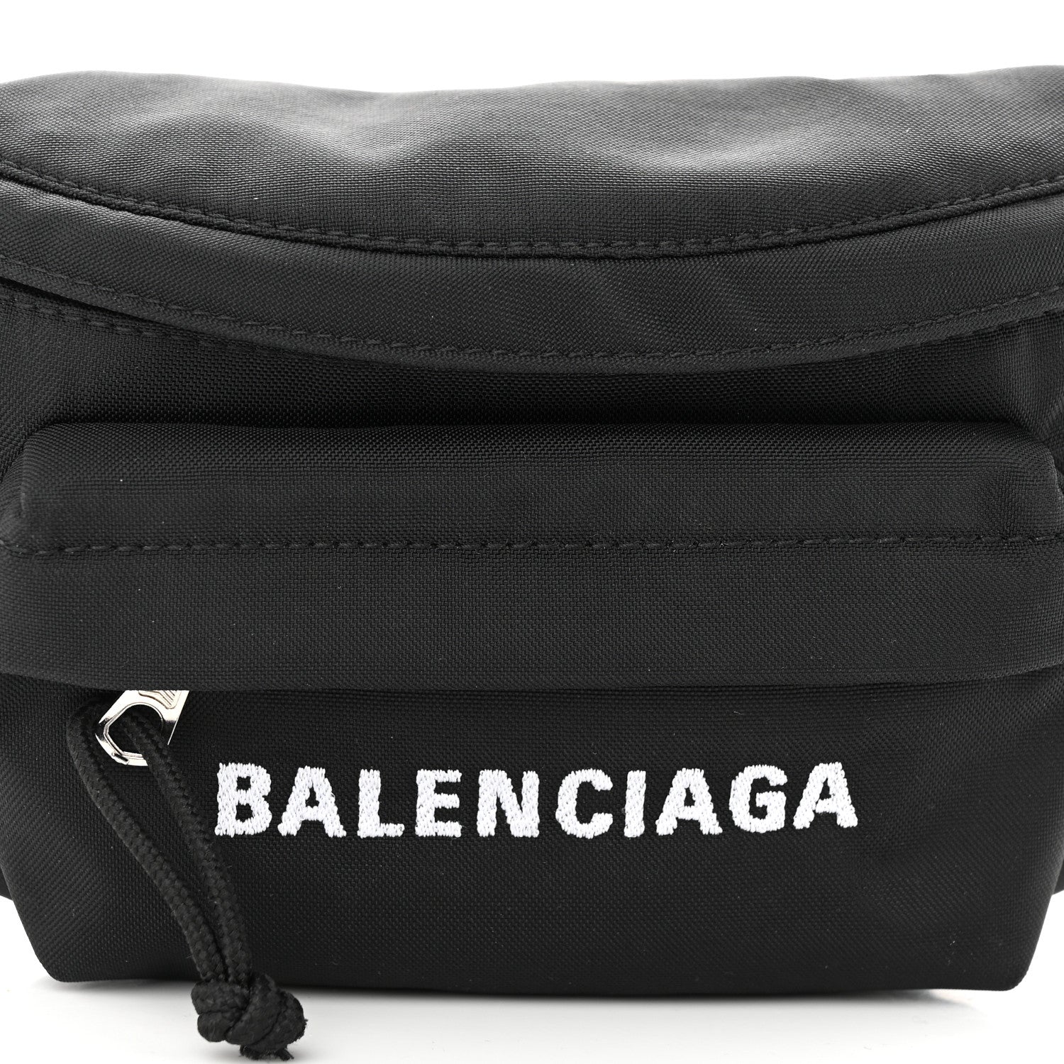Balenciaga Sport Nylon Logo Embroidered Wheel Belt Bag Black White 7 of 10