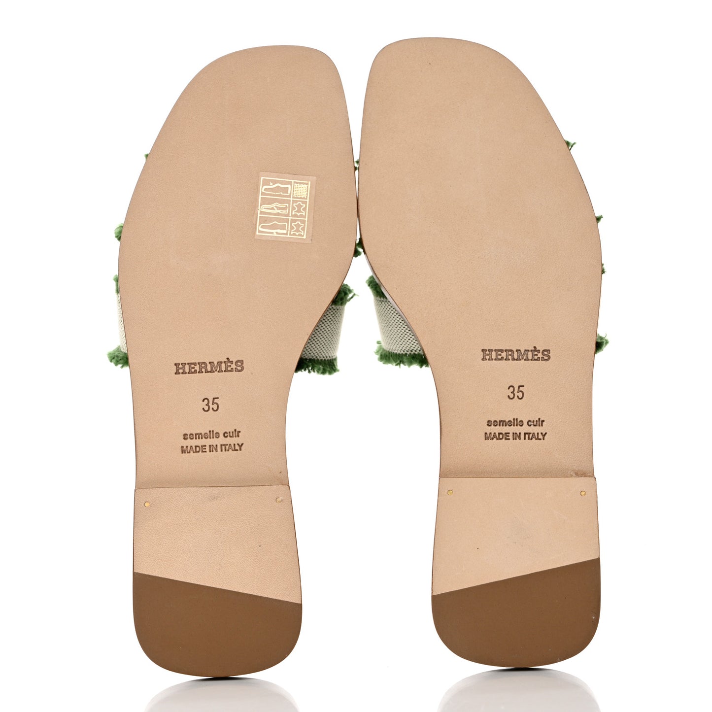 Toile H Oran Fringe Sandals 35 Vert