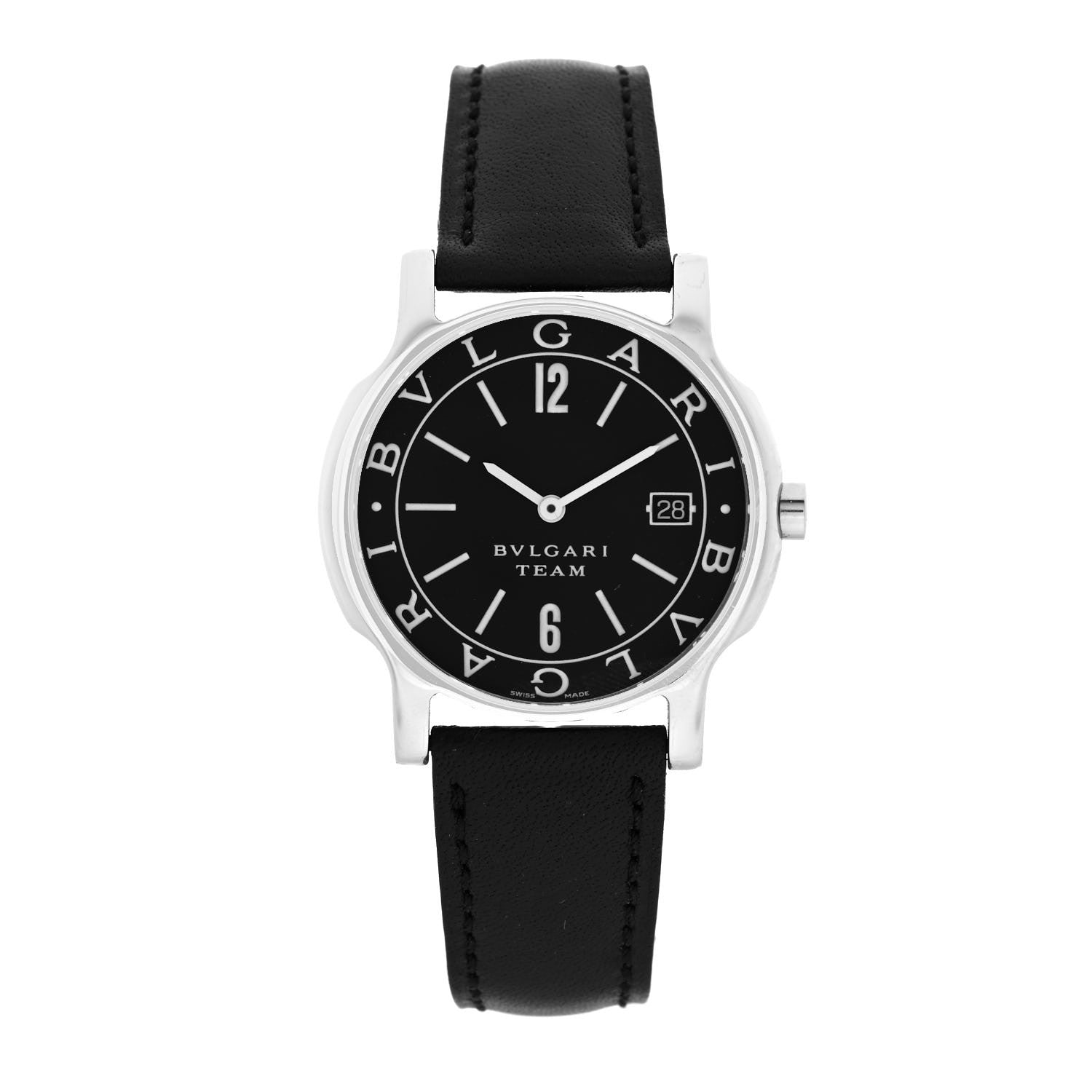 Bulgari Stainless Steel Calfskin 35mm Solotempo Quartz Watch Black 1 of 5
