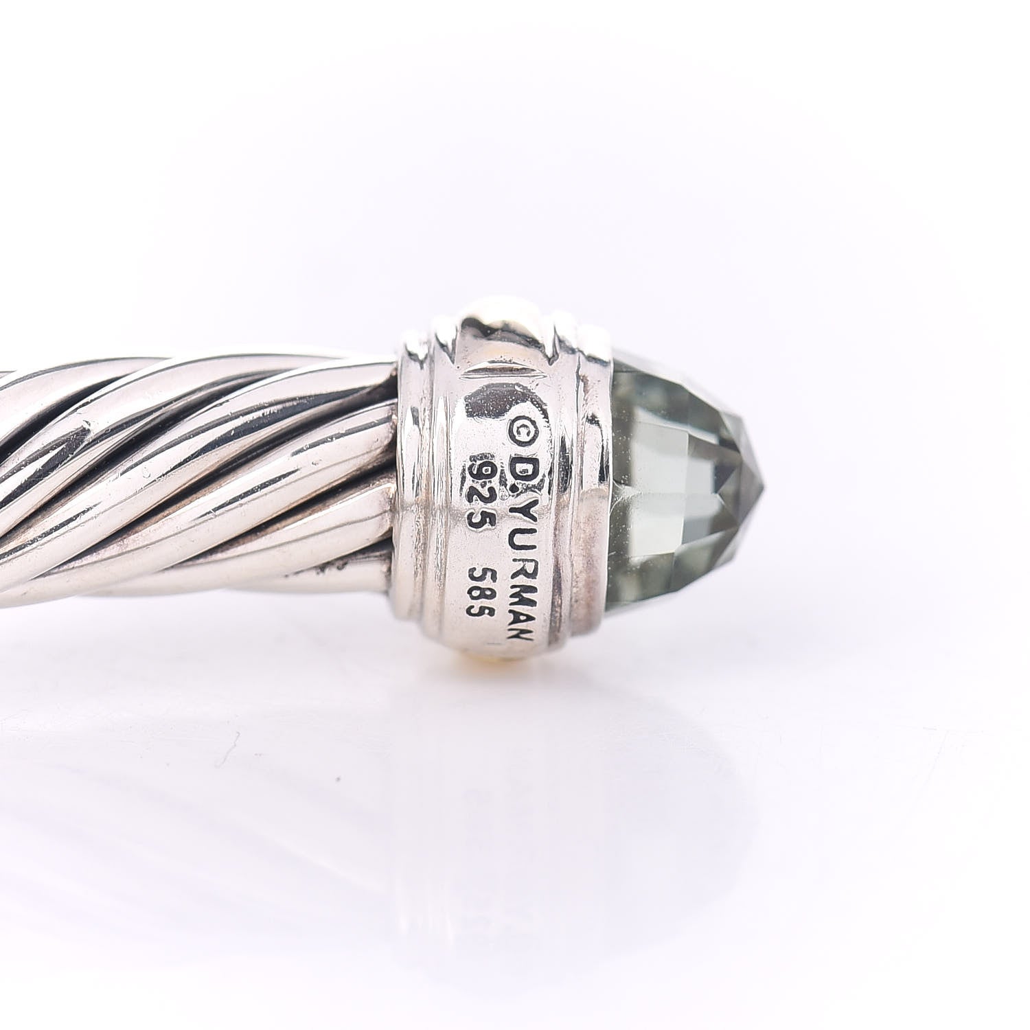 David Yurman Sterling Silver 14K Yellow Gold Prasiolite 7mm Cable Classics Bracelet 4 of 4