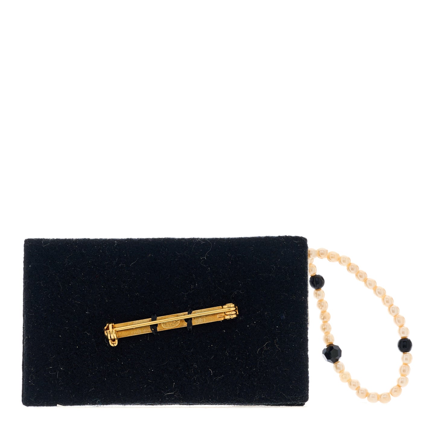 Felt Beaded Classic Flap Brooch Black White