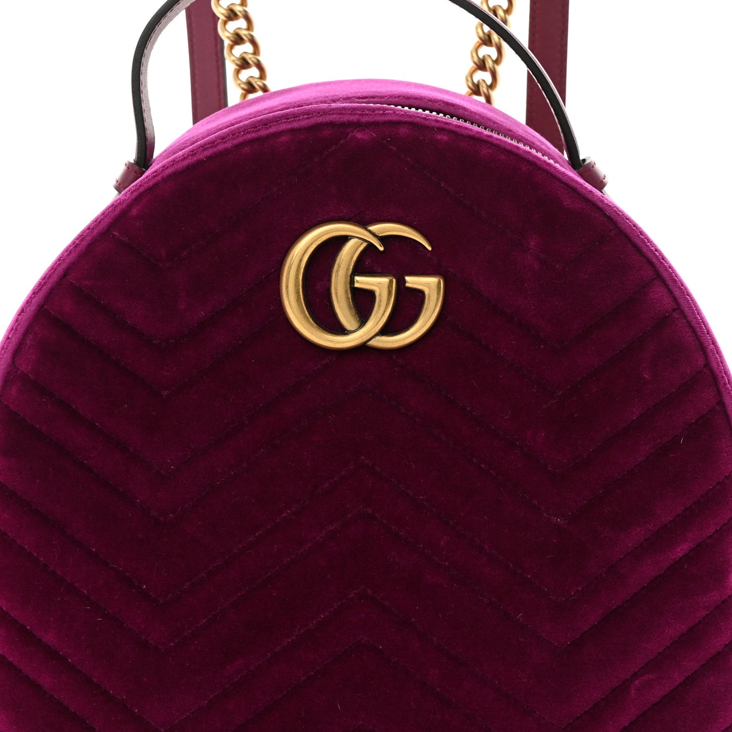 Velvet Matelasse GG Marmont Dome Backpack Fuchsia Violet Cyclamen