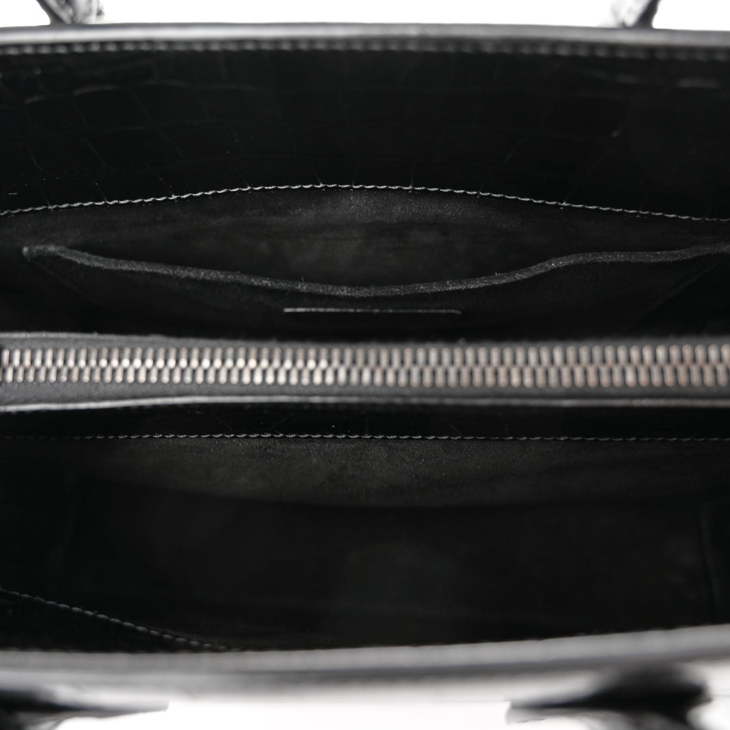 Calfskin Crocodile Embossed Baby Sac De Jour Black