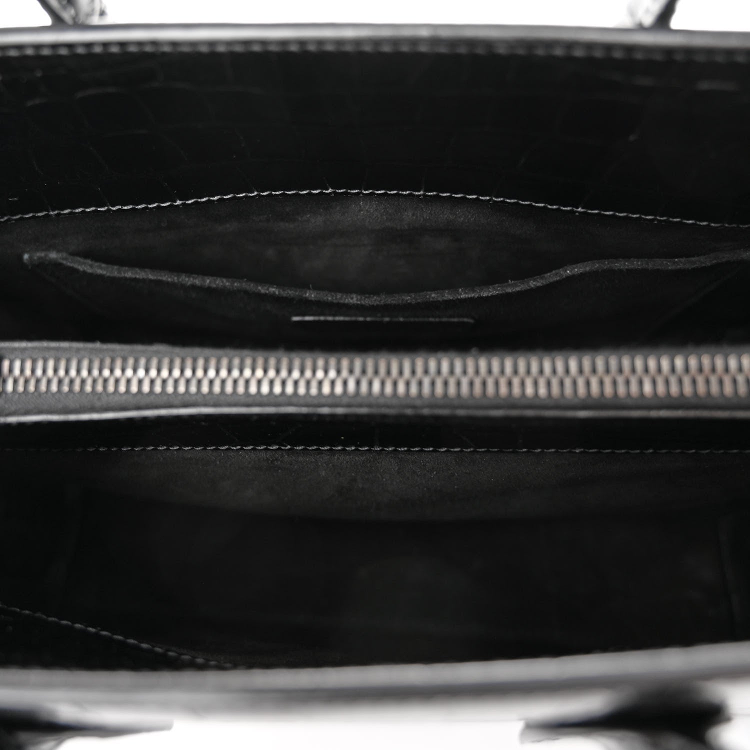 Saint Laurent Calfskin Crocodile Embossed Baby Sac De Jour Black 6 of 10