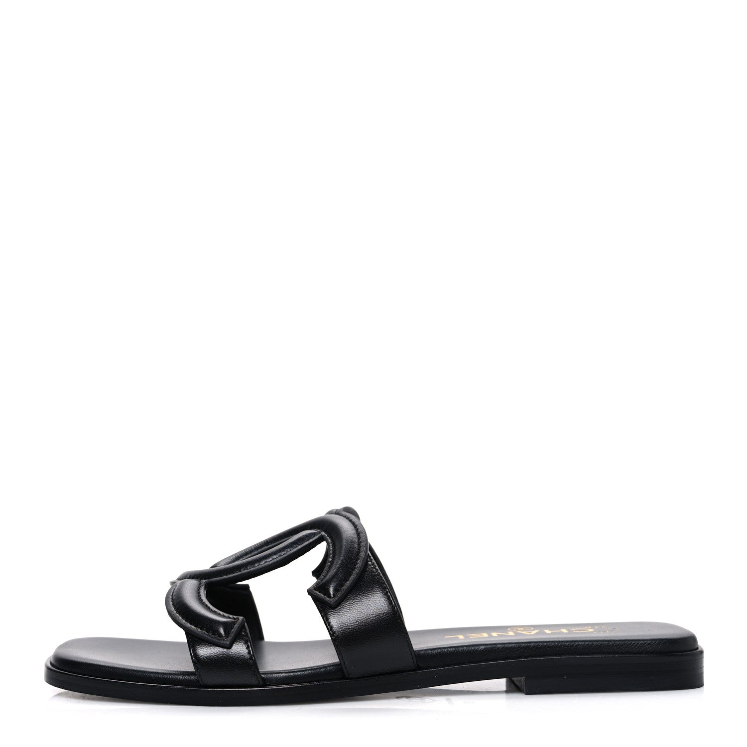Chanel Lambskin CC Cut Out Mules Sandals 37 Black 1857579