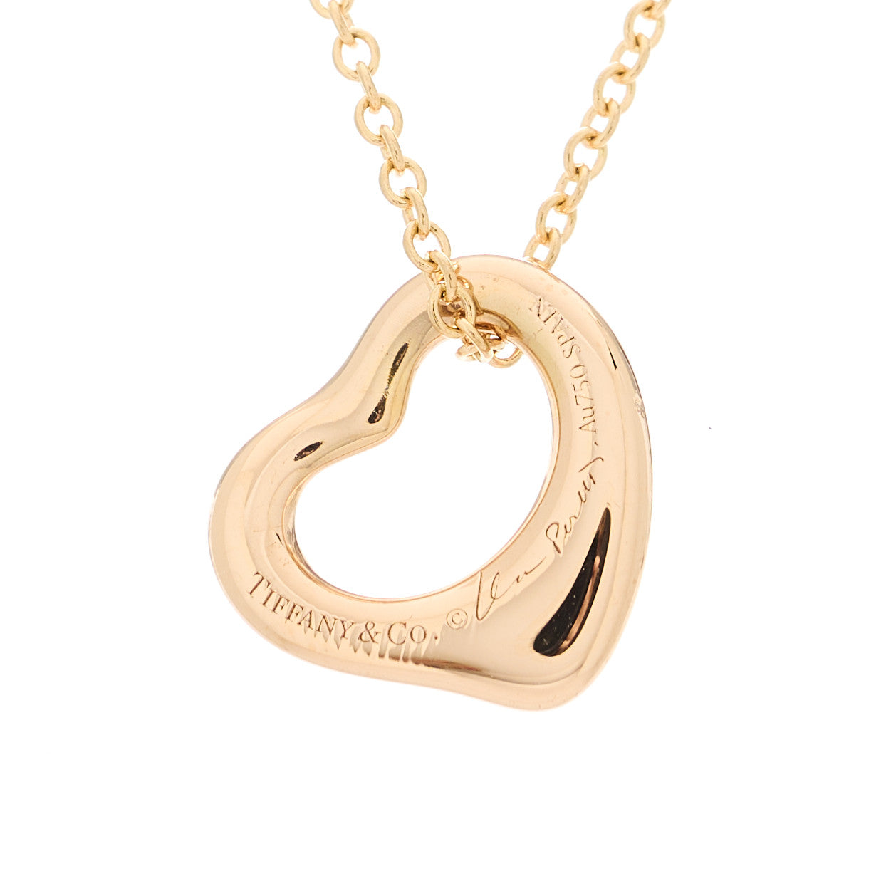 18K Rose Gold 11mm Elsa Peretti Open Heart Pendant Necklace