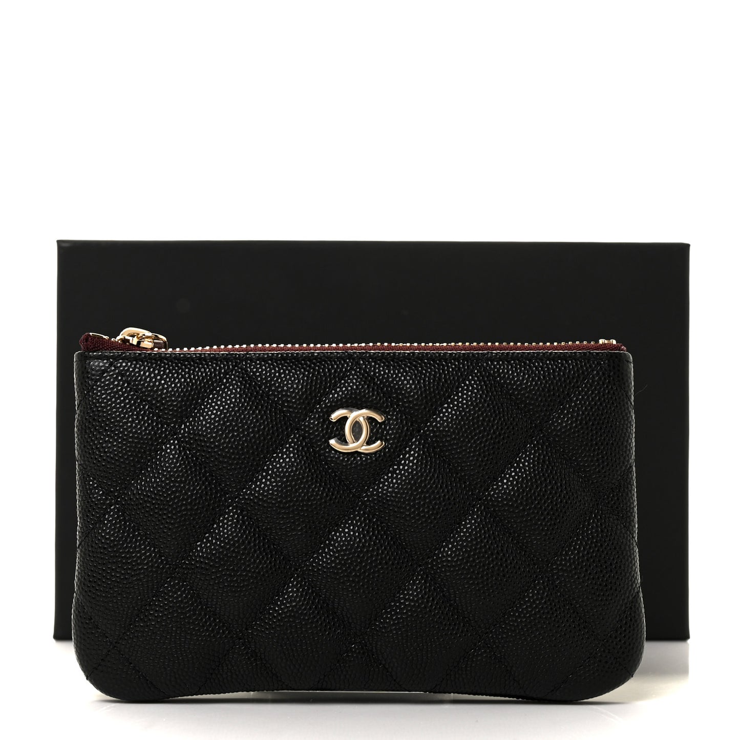 Caviar Quilted Small Cosmetic Case Black