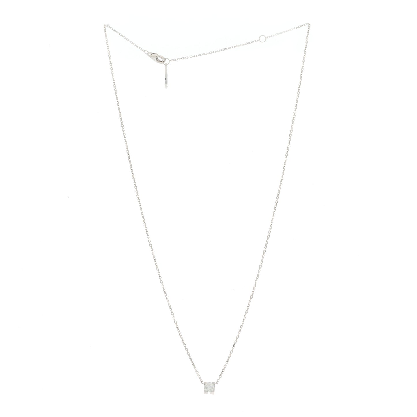 18K White Gold Diamond .31ct 1895 Solitaire Pendant Necklace