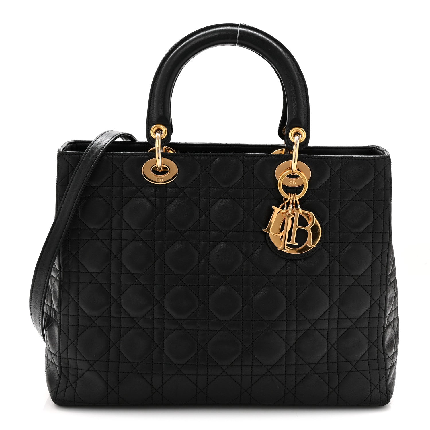 Christian Dior Lambskin Cannage Large Lady Dior Black 1863554