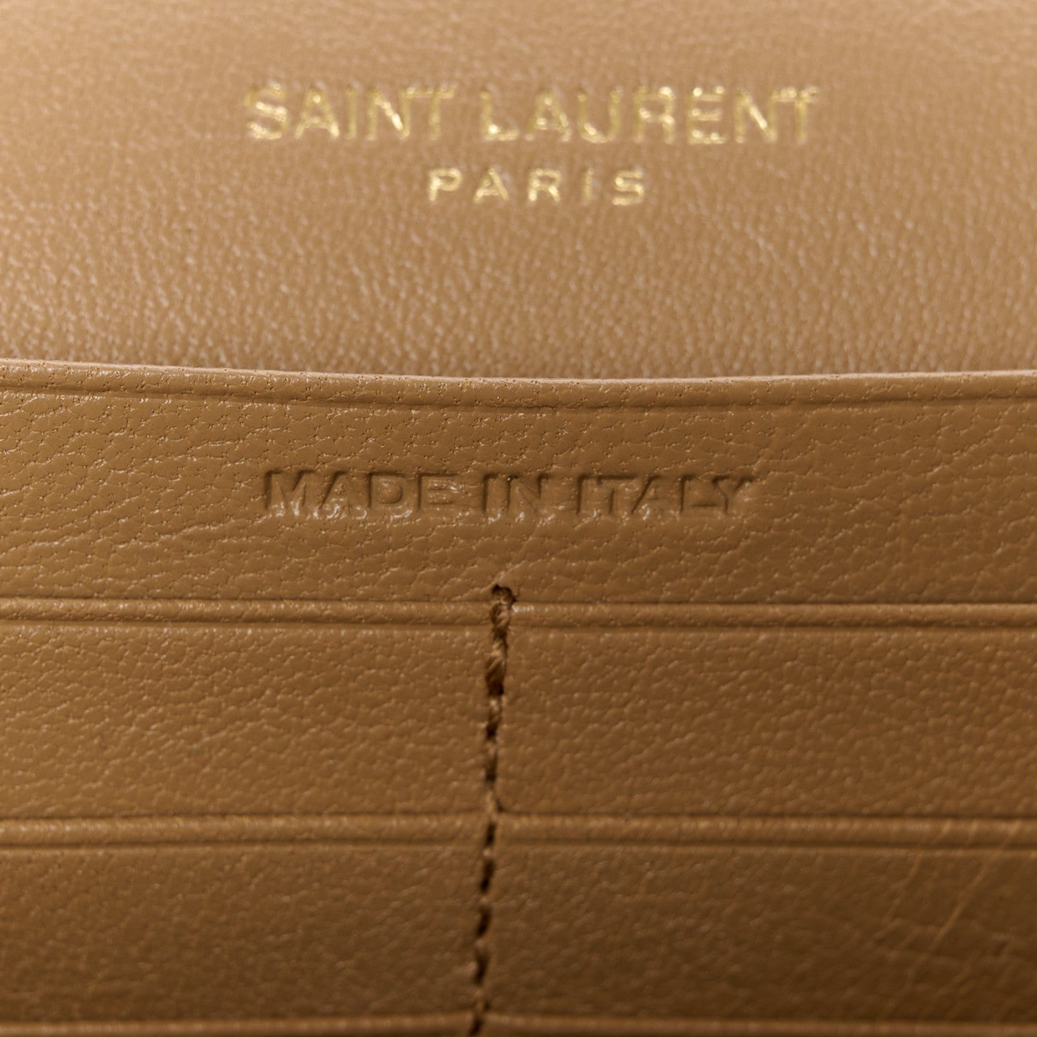 Saint Laurent Lambskin Diamond Quilted Becky Chain Wallet Natural Tan 7 of 13