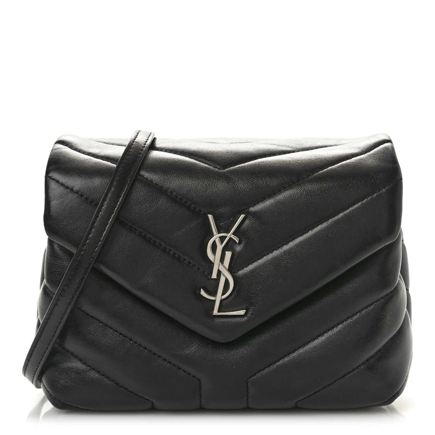 Calfskin Y Quilted Monogram Toy Loulou Crossbody Bag Black