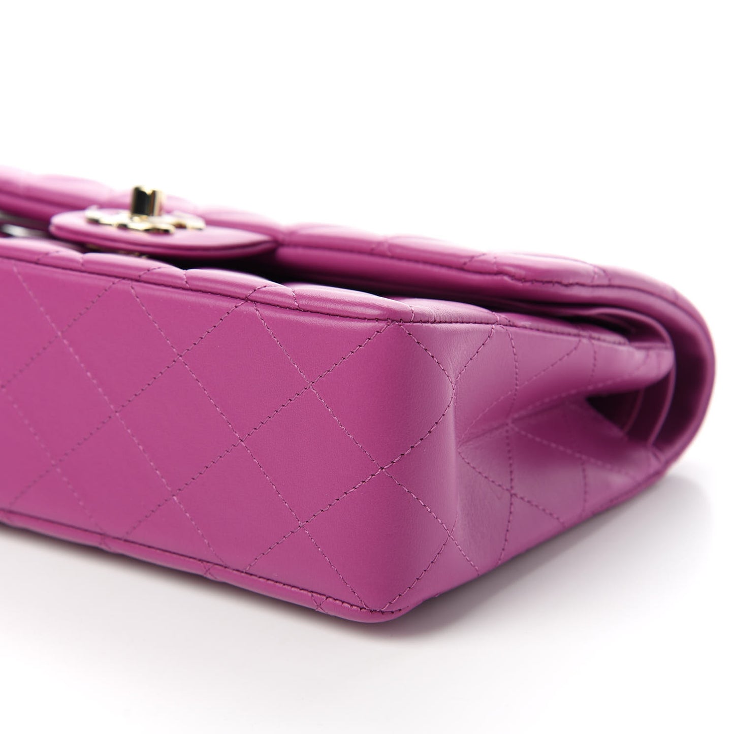 Lambskin Quilted Small Double Flap Purple