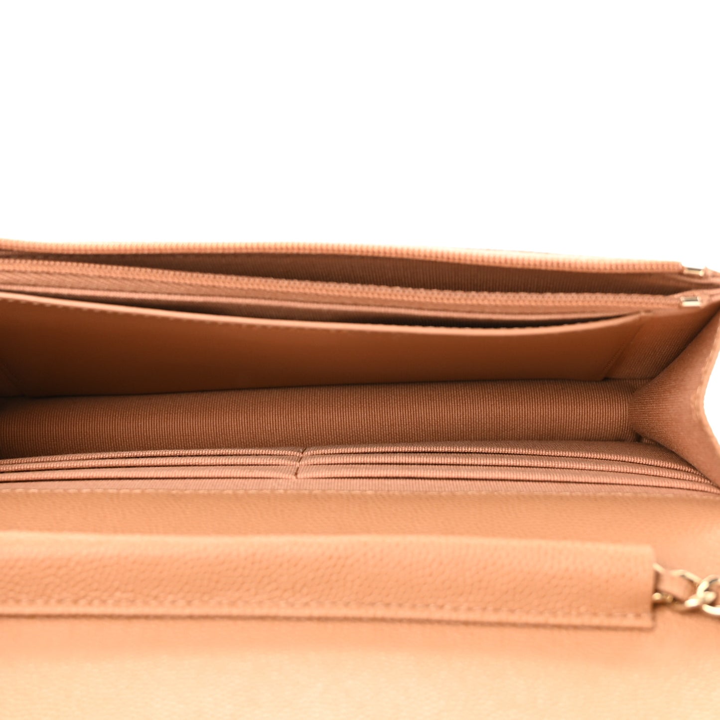 Caviar Quilted Wallet on Chain WOC Dark Beige