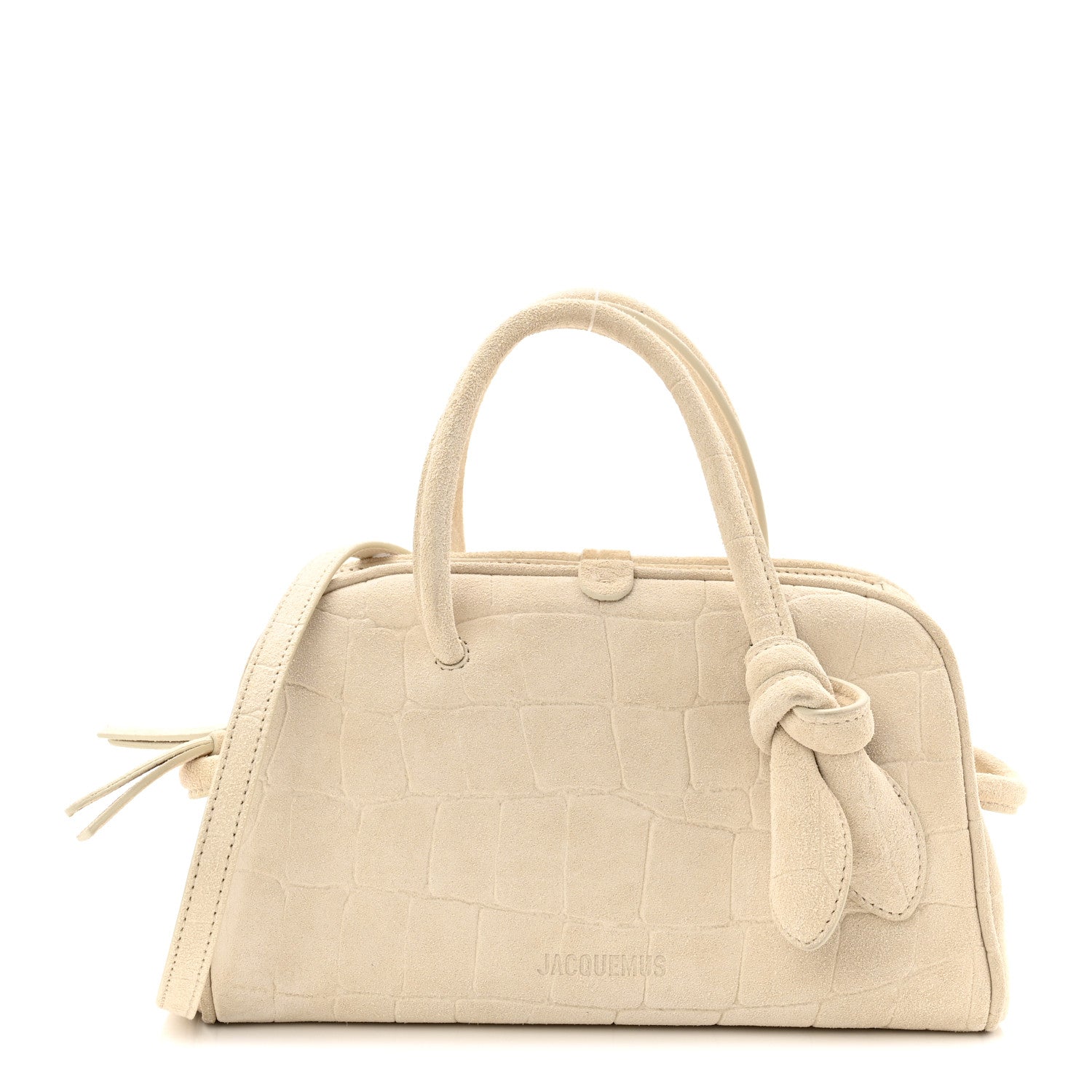 Jacquemus Suede Crocodile Embossed Le Petit Turismo Ivory 1805785
