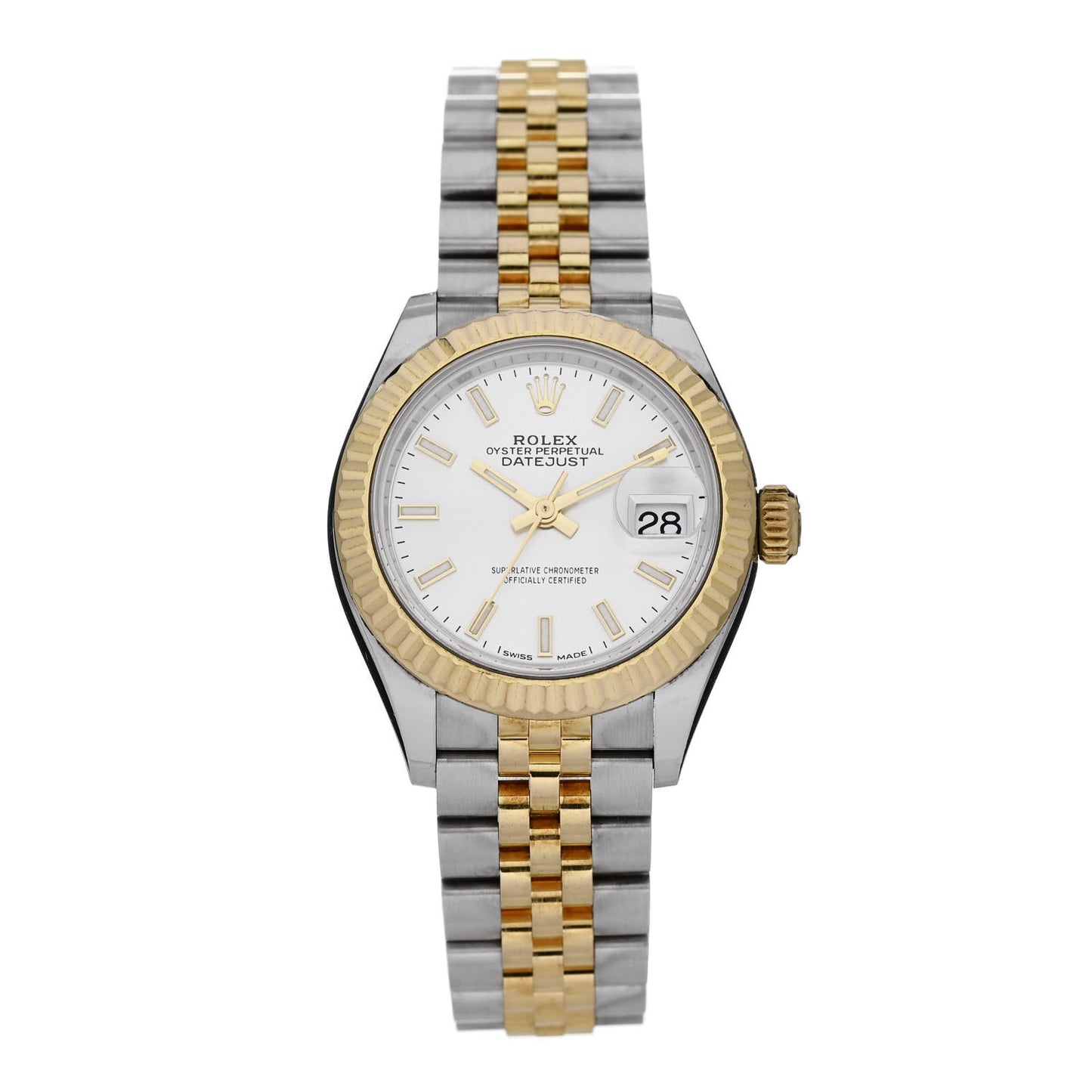 Stainless Steel 18K Yellow Gold 28mm Oyster Perpetual Datejust Watch Silver 279173