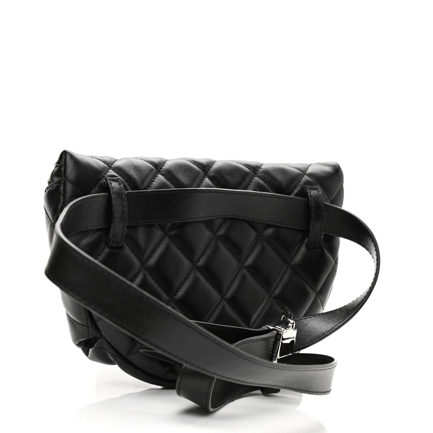 Calfskin Quilted Waist Belt Bag Black