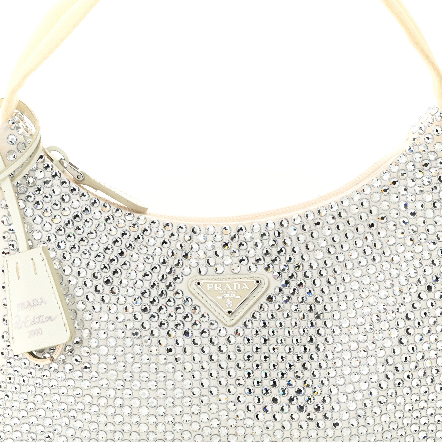 Satin Crystal Mini Re-Edition 2000 Bag White