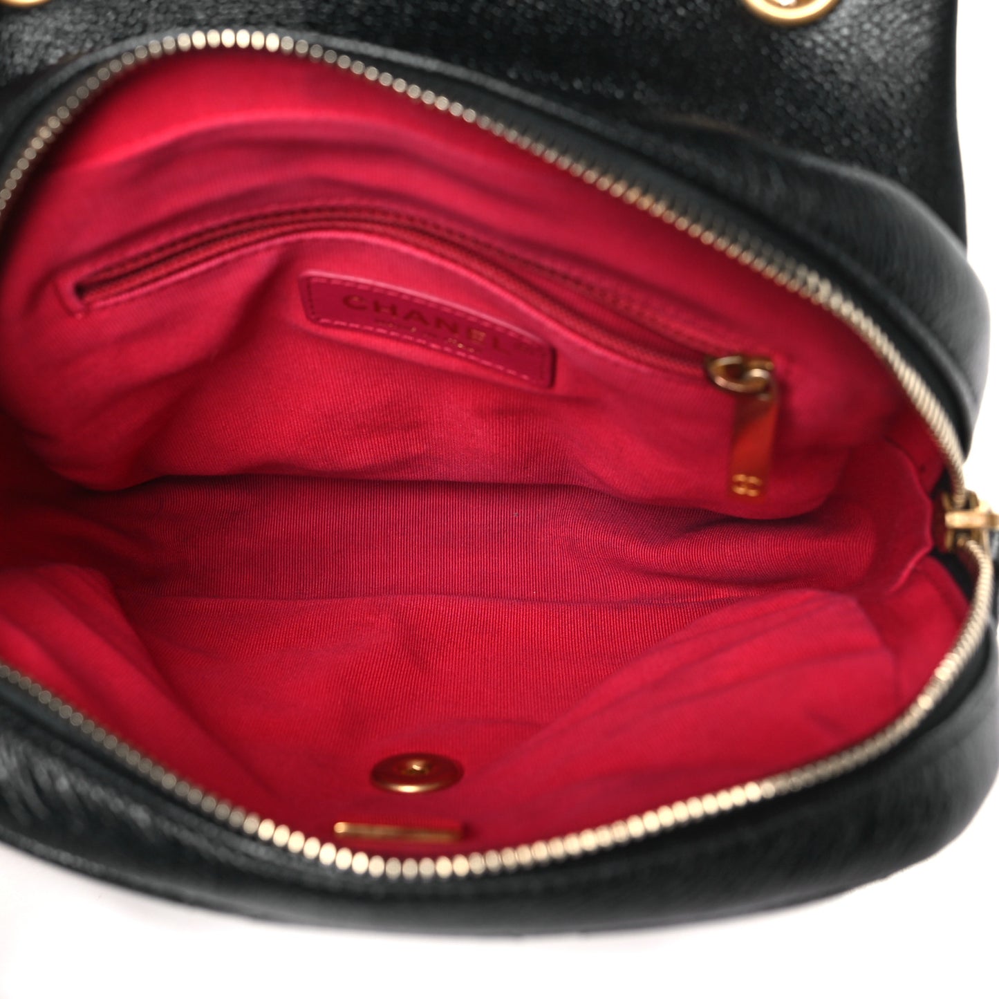 Shiny Caviar Quilted Chain Melody Backpack Black