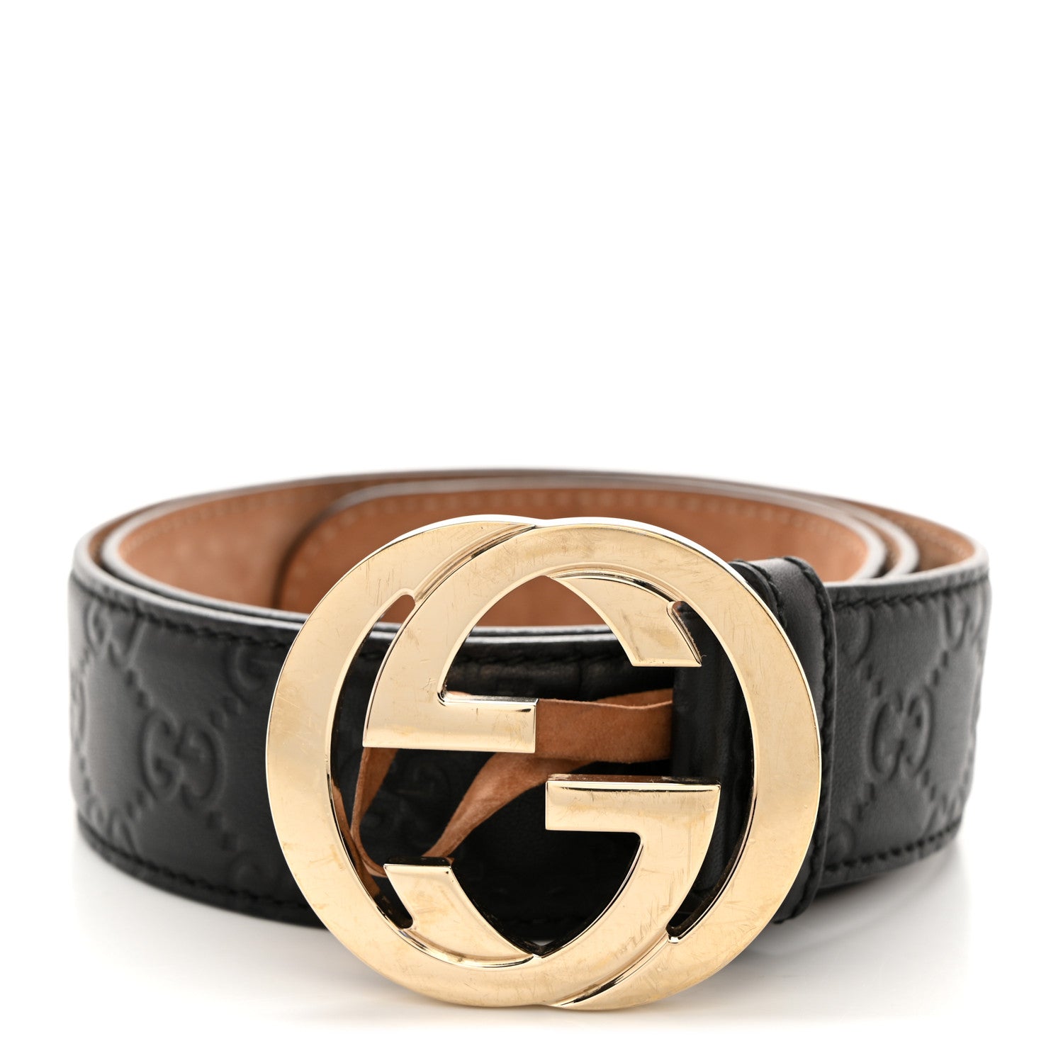 極美！GUCCI ダブルGバックル 黒レザーベルト85-34 極美！GUCCI ダブルGバックル 黒レザーベルト85-34