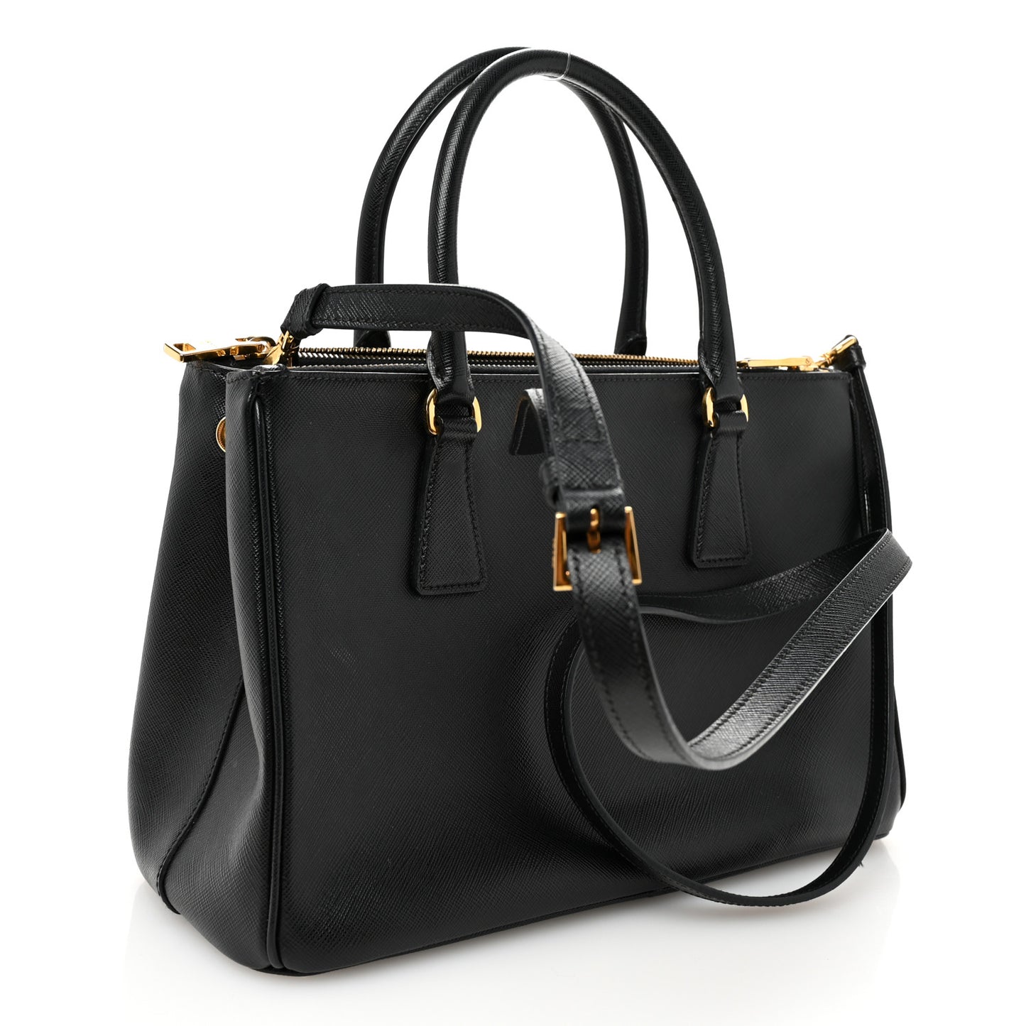 Saffiano Small Galleria Double Zip Tote Black