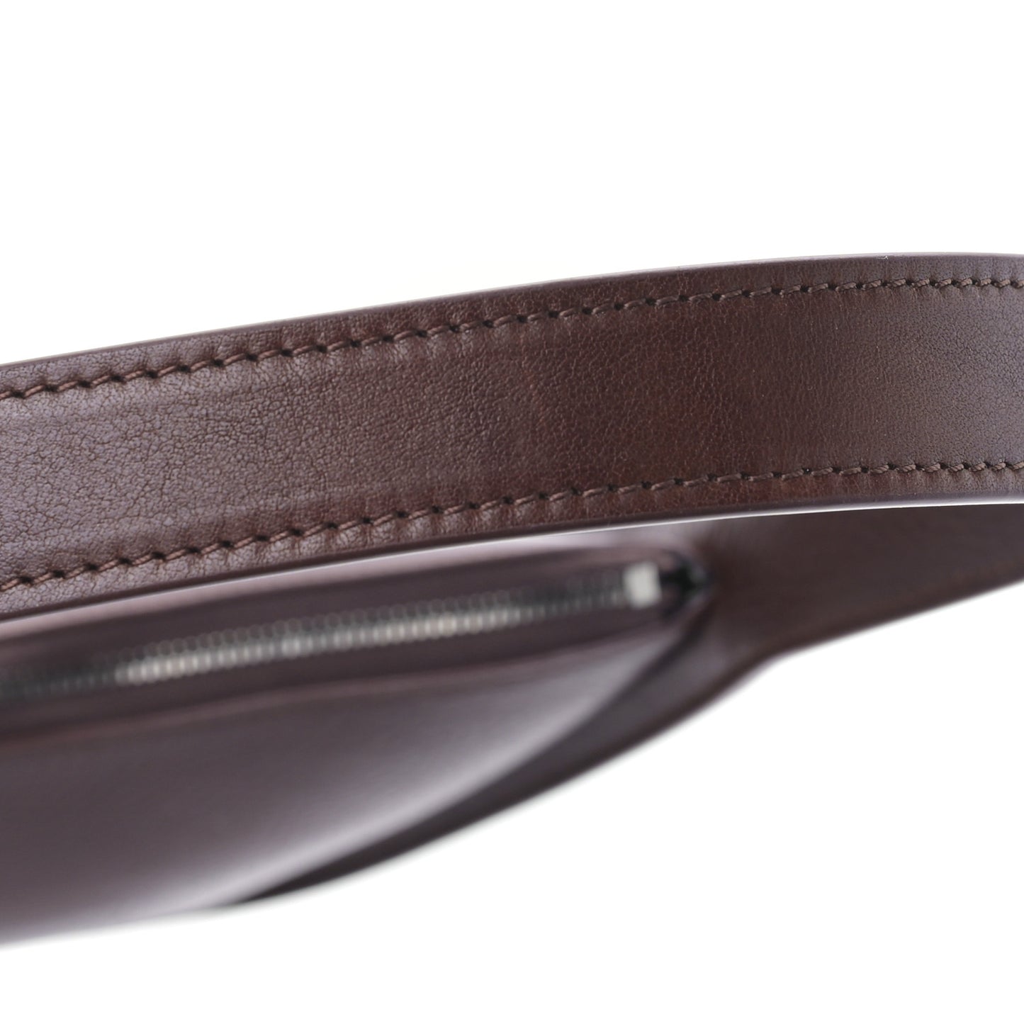 Grained Calfskin Half Moon Shoulder Bag Brown