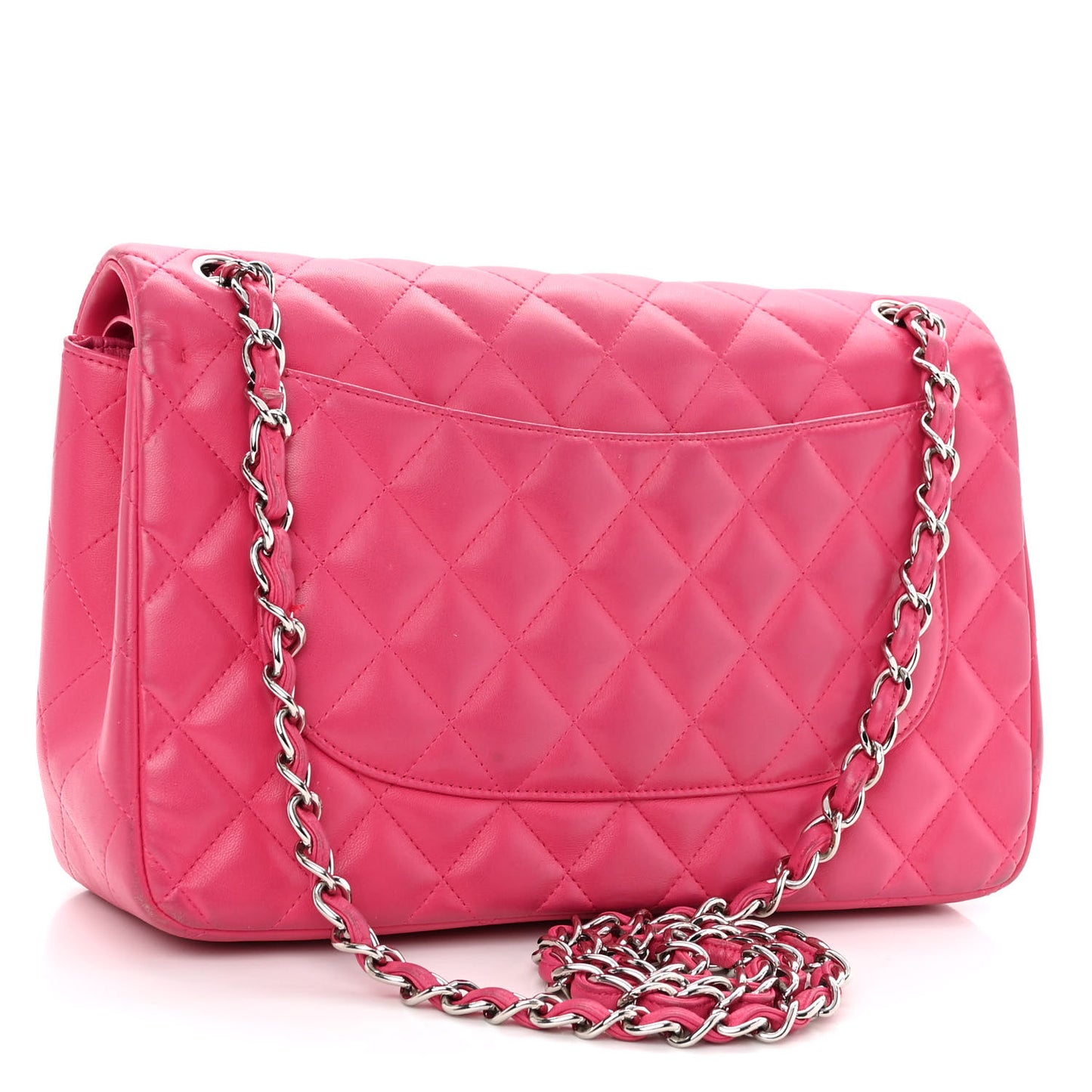Lambskin Quilted Jumbo Double Flap Dark Pink