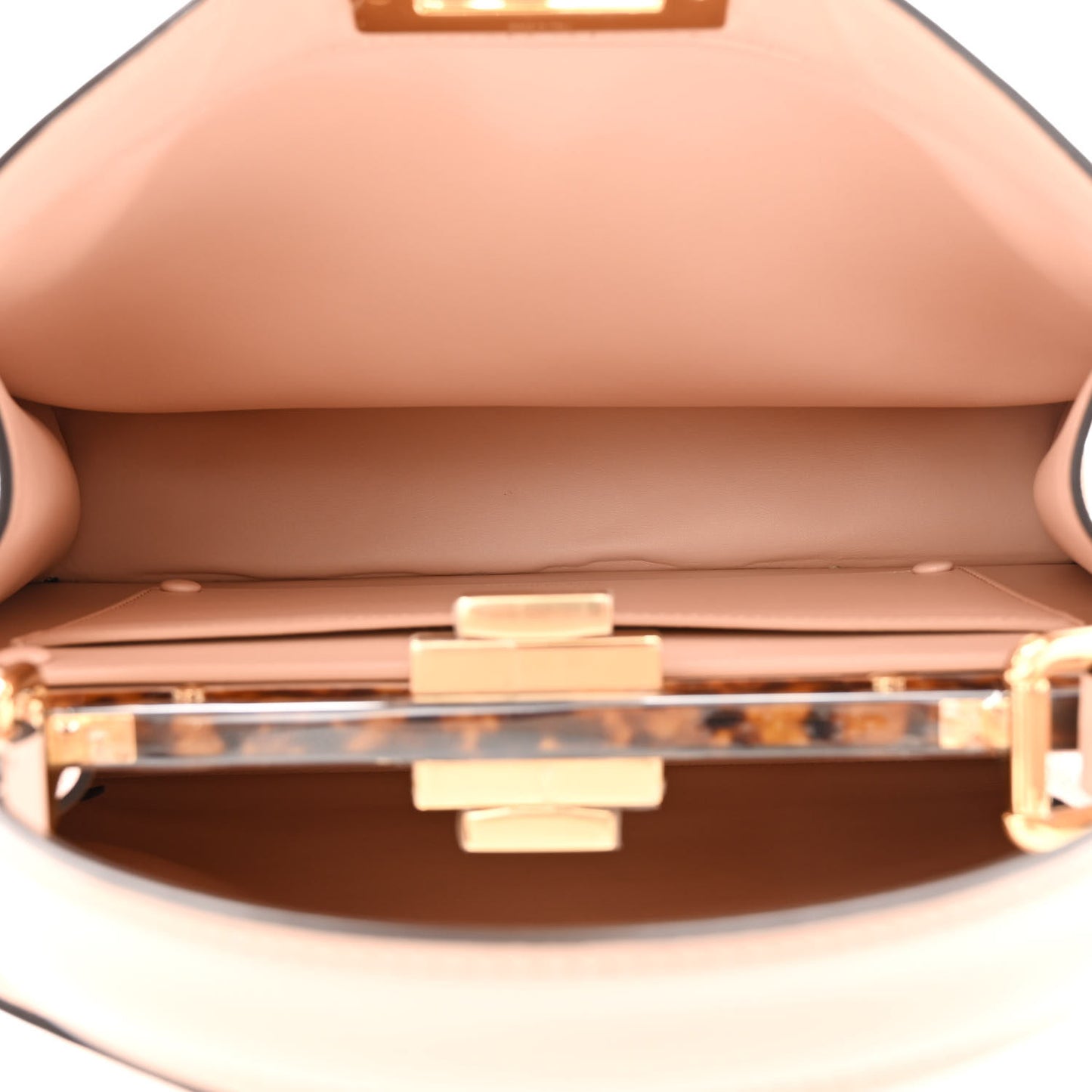 Vitello Seta Shiny Nappa Plexiglass Medium Peekaboo I SEE U Satchel Light Rose