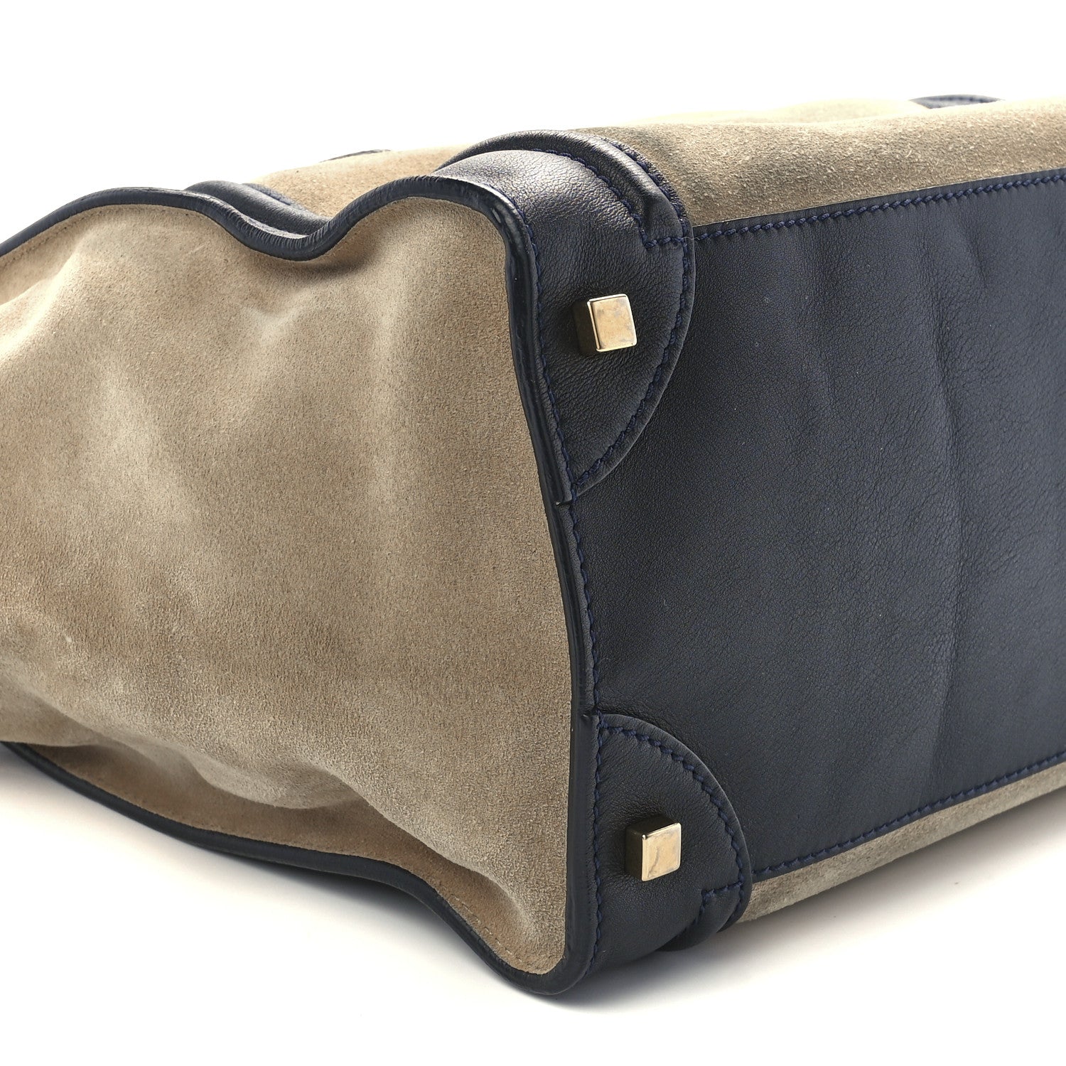 Celine Smooth Calfskin Suede Mini Bi-Color Luggage Navy Dune 10 of 11