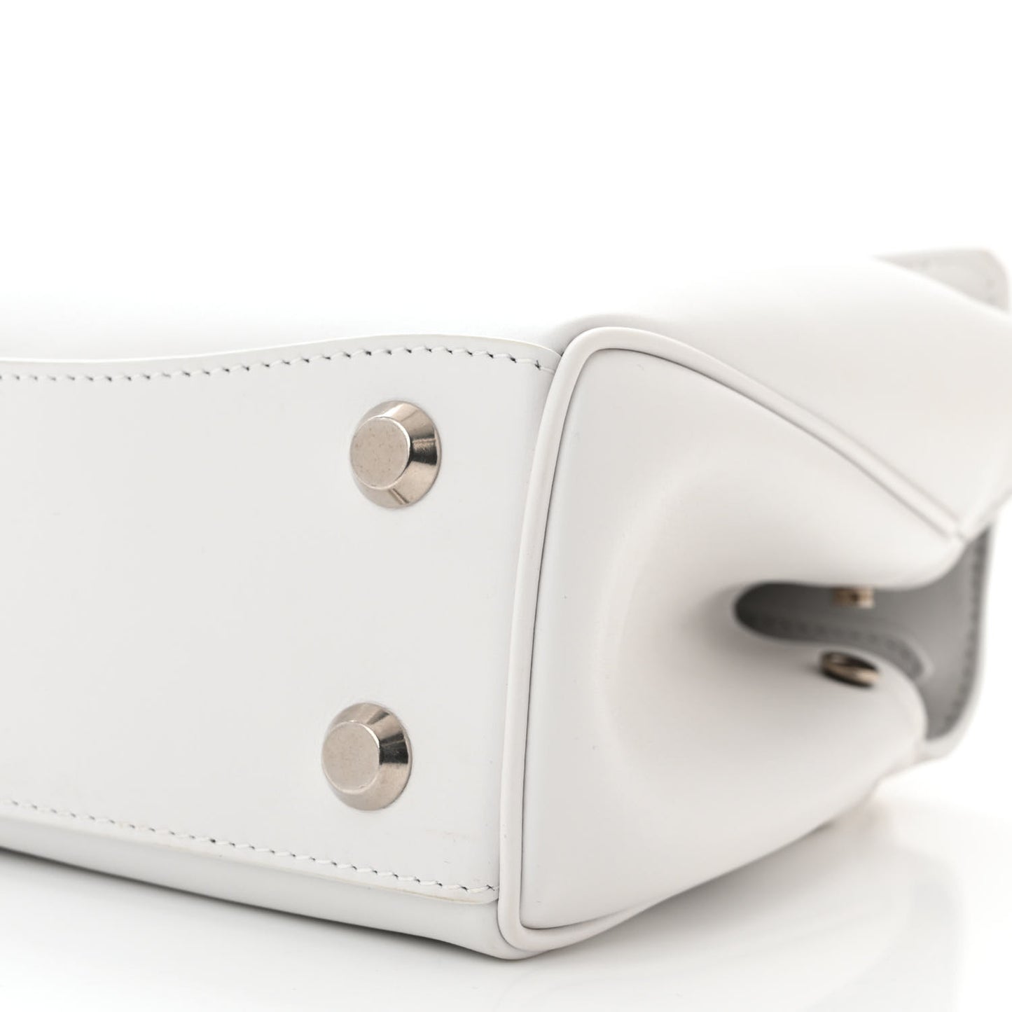 Natural Smooth Calfskin Mini Rodeo Top Handle Handbag Optic White