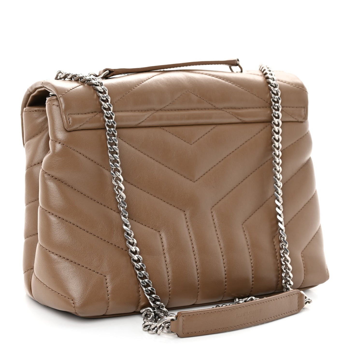 Calfskin Y Quilted Monogram Small Loulou Chain Satchel Dark Beige