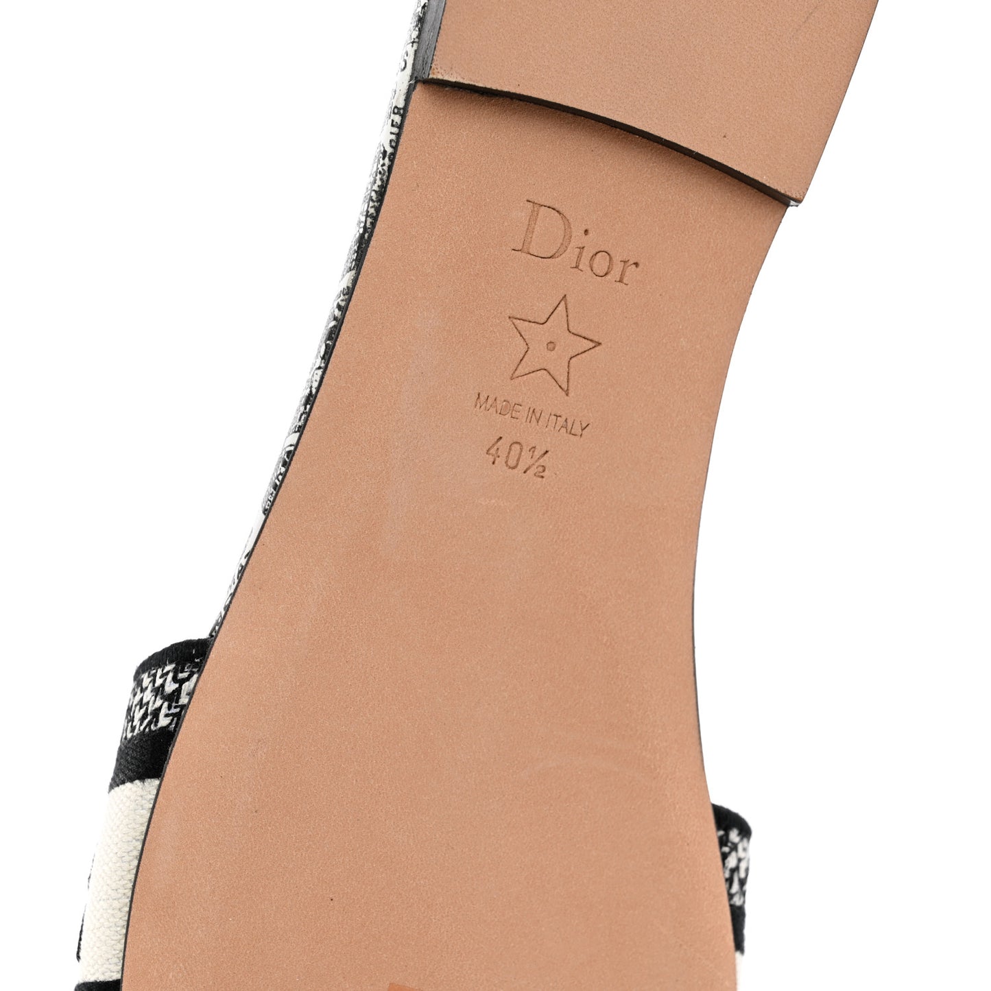 Canvas Plan de Paris Embroidered Dway Flat Slide Sandals 40.5 Off White Black