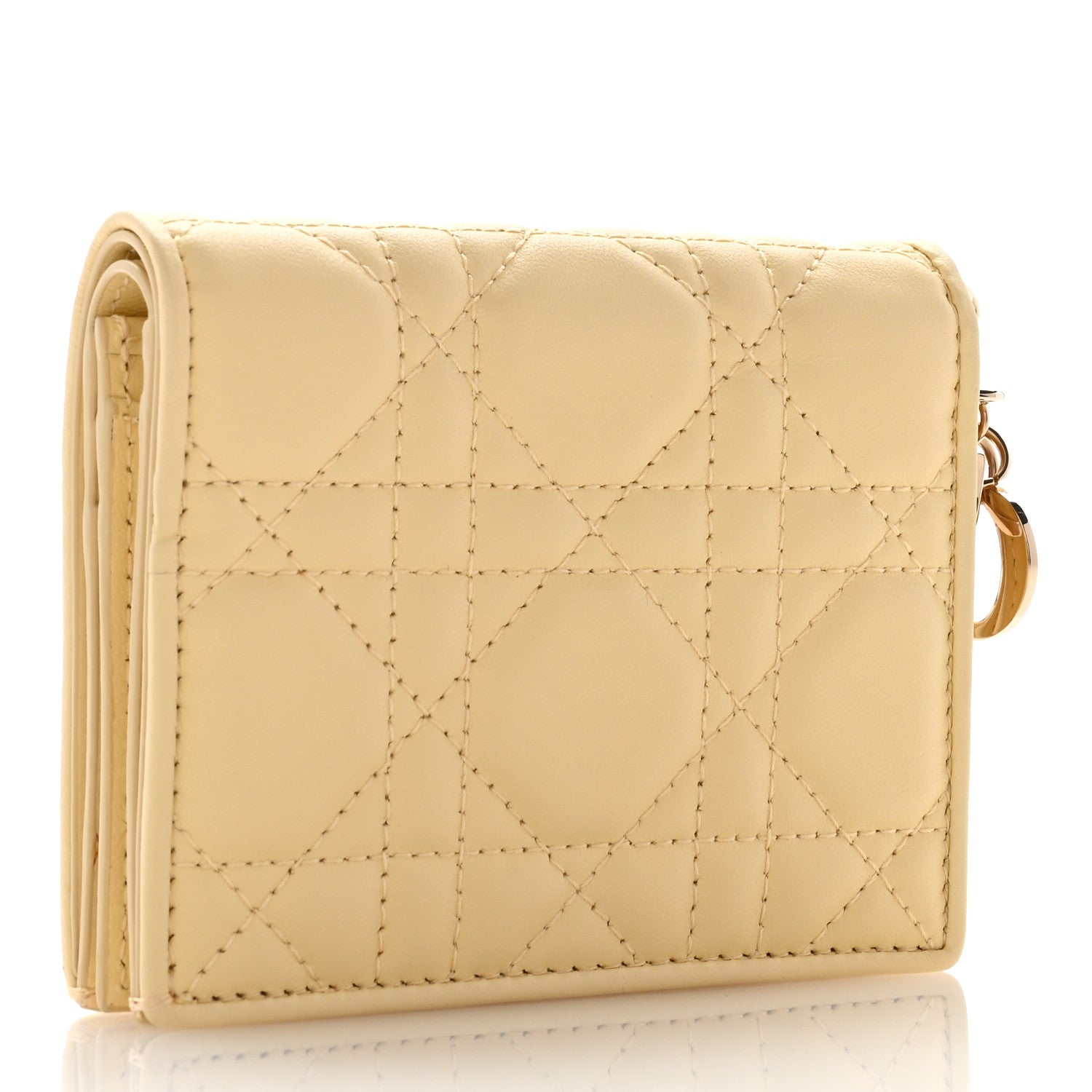 Christian Dior Lambskin Cannage Mini Lady Dior Wallet Soft Yellow 3 of 9