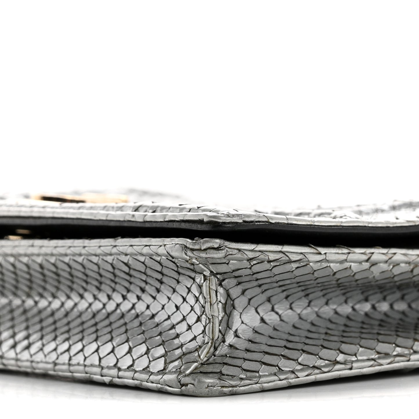 Snakeskin Diorama Wallet on Chain Pouch Silver
