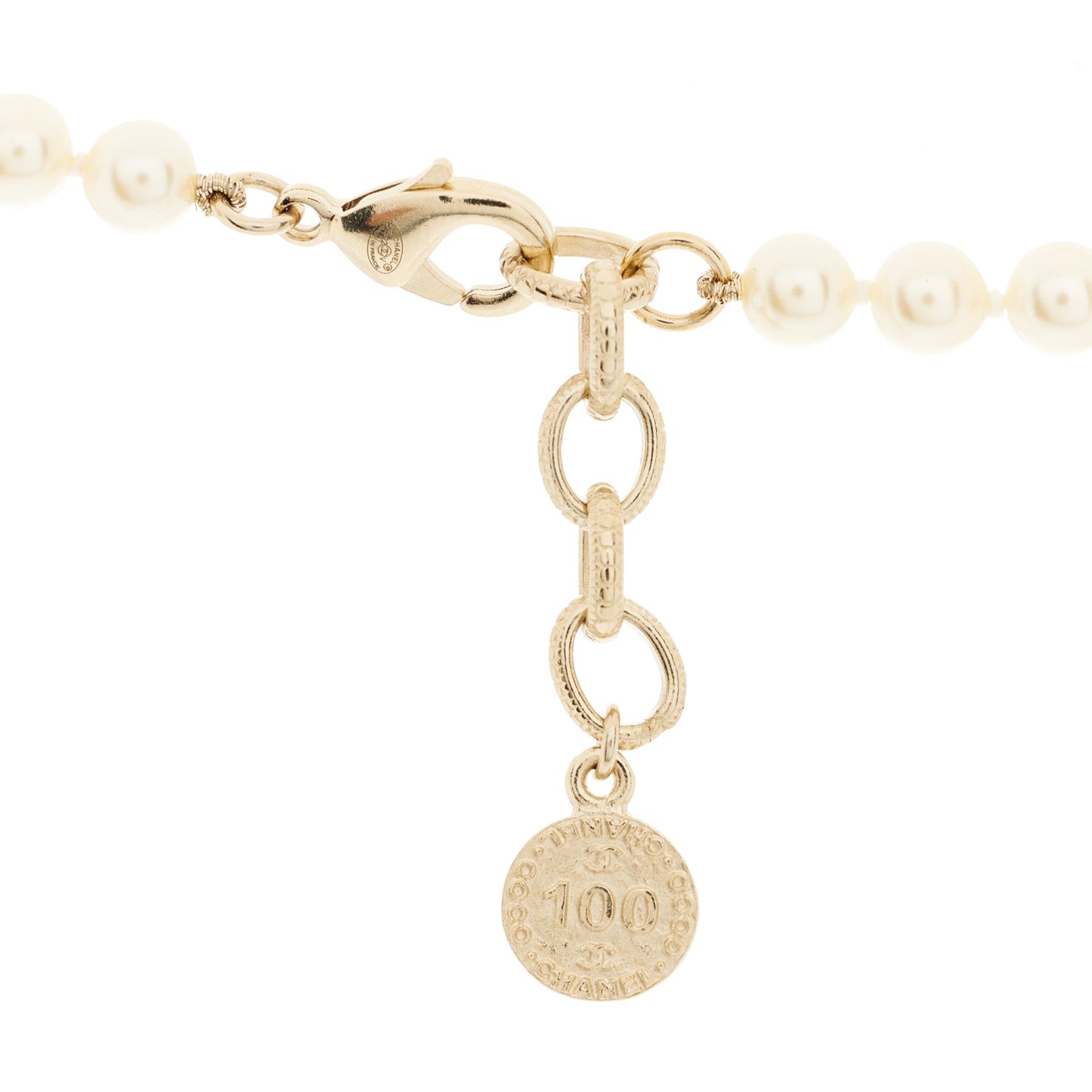 Pearl CC 100th Anniversary Necklace Light Gold