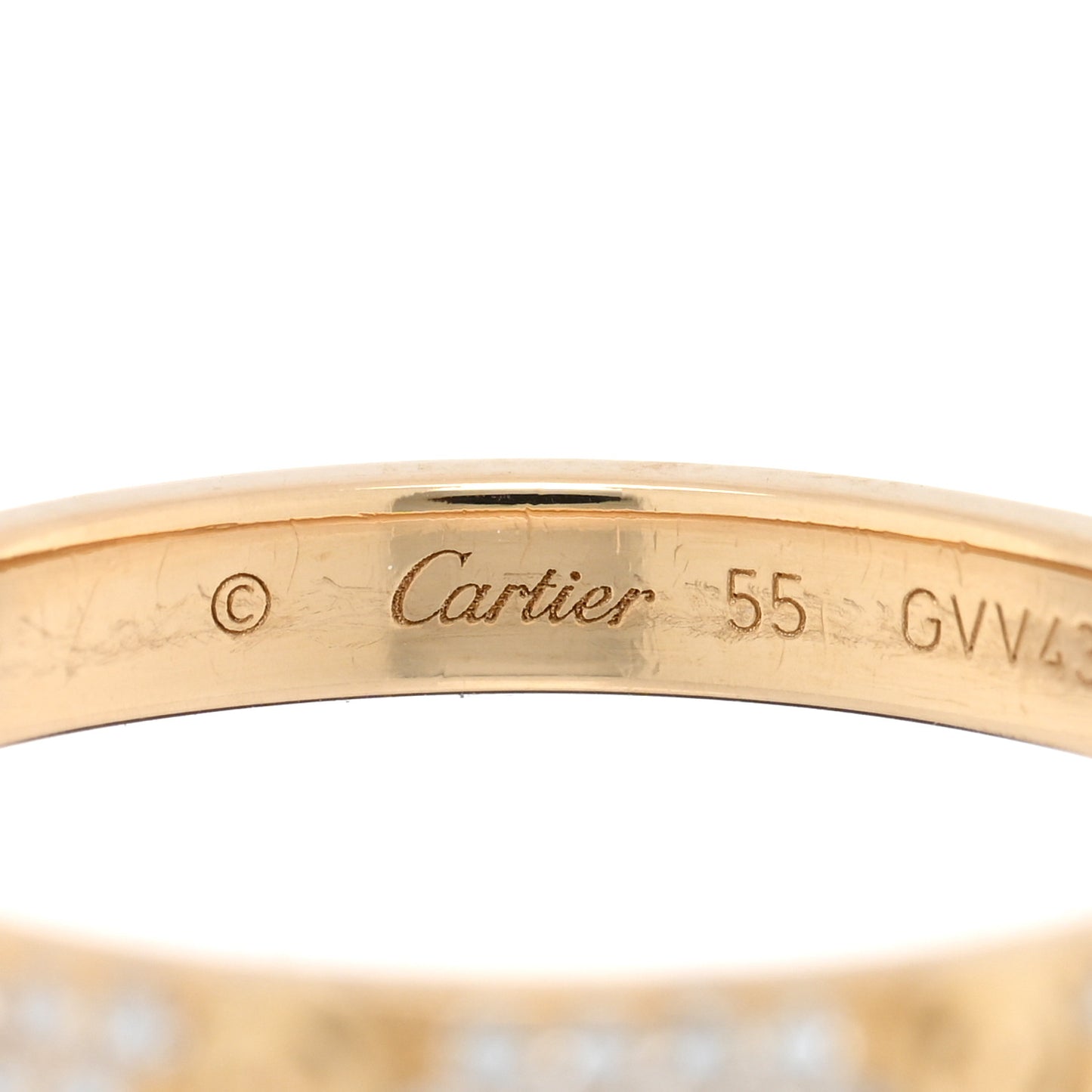 18K Yellow Gold Diamond 2.6mm LOVE Paved Band Ring 55 7.25
