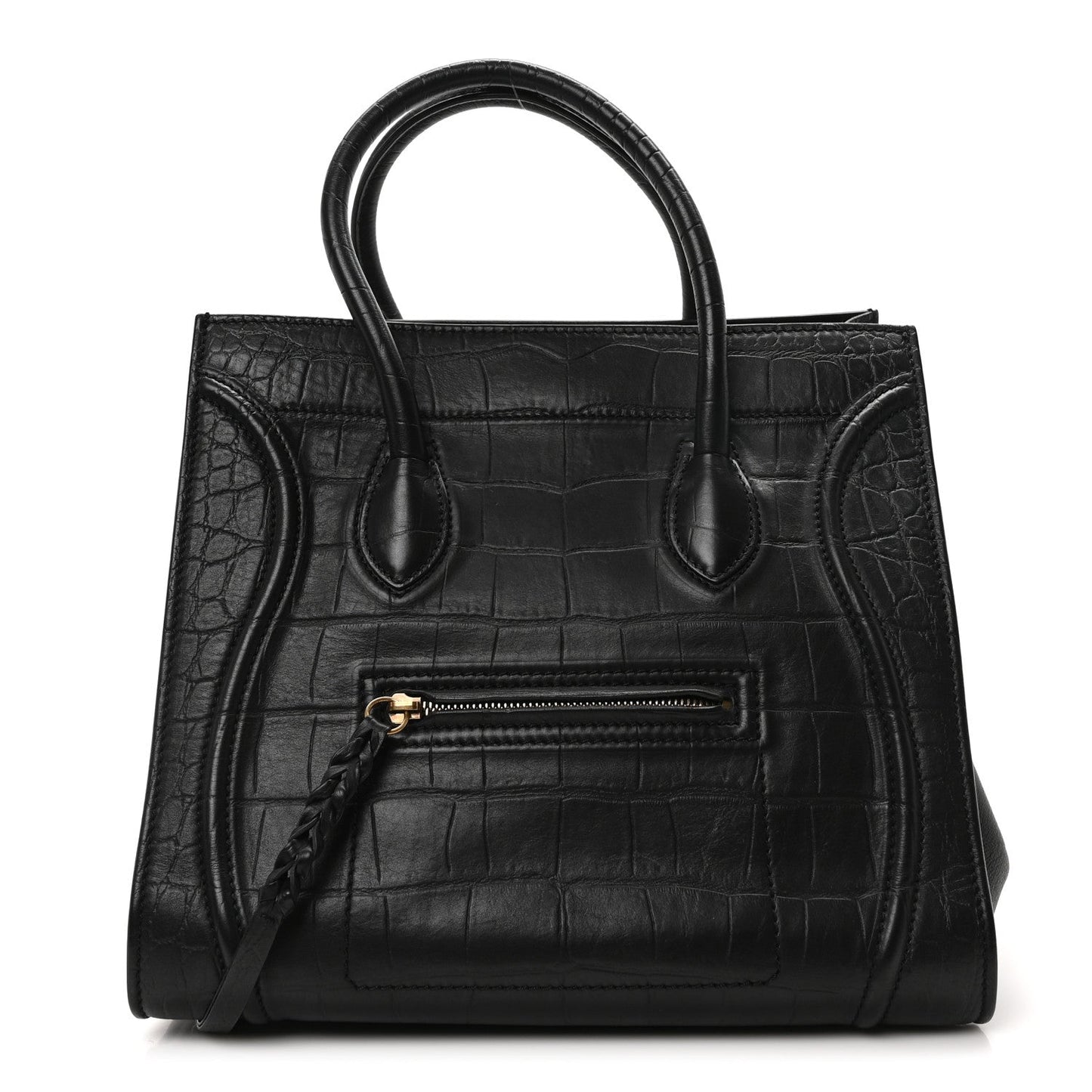 Crocodile Embossed Calfskin Medium Phantom Luggage Black