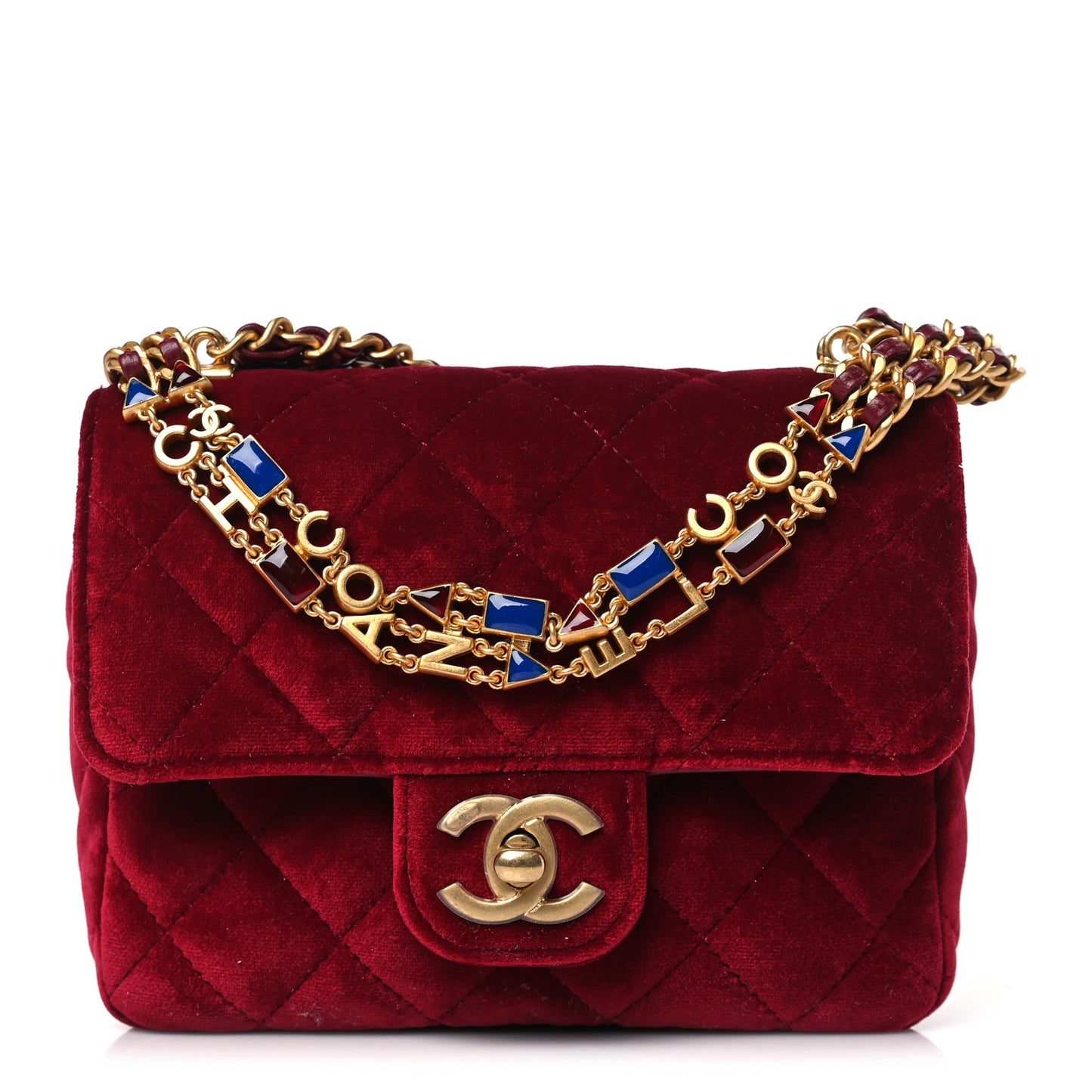 Velvet Enamel Mini Flap Red