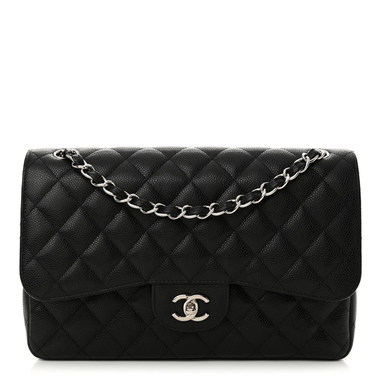 Caviar Quilted Jumbo Double Flap Black