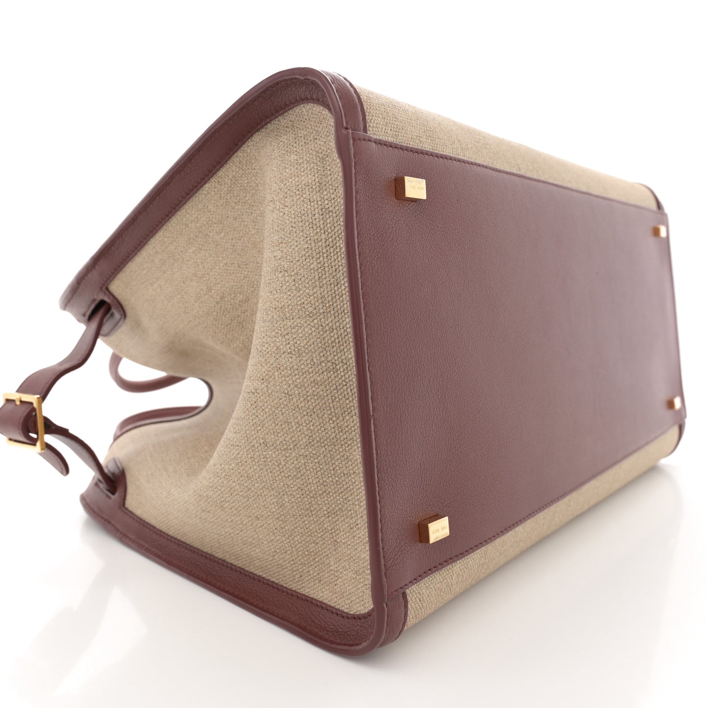 Canvas Polished Saddle Calfskin Soft Margaux 15 Naturel Burgundy