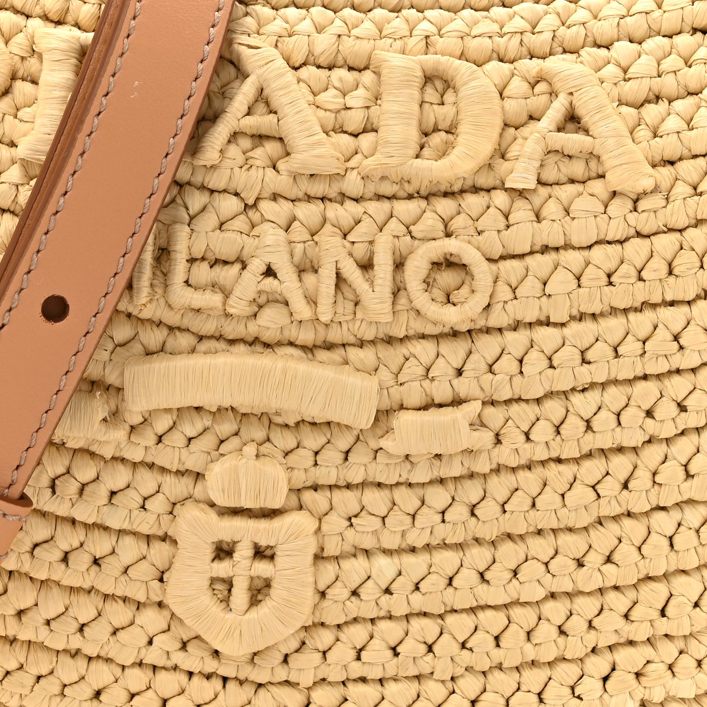 Yarn Raffia Effect Crochet Arque Shoulder Bag Natural