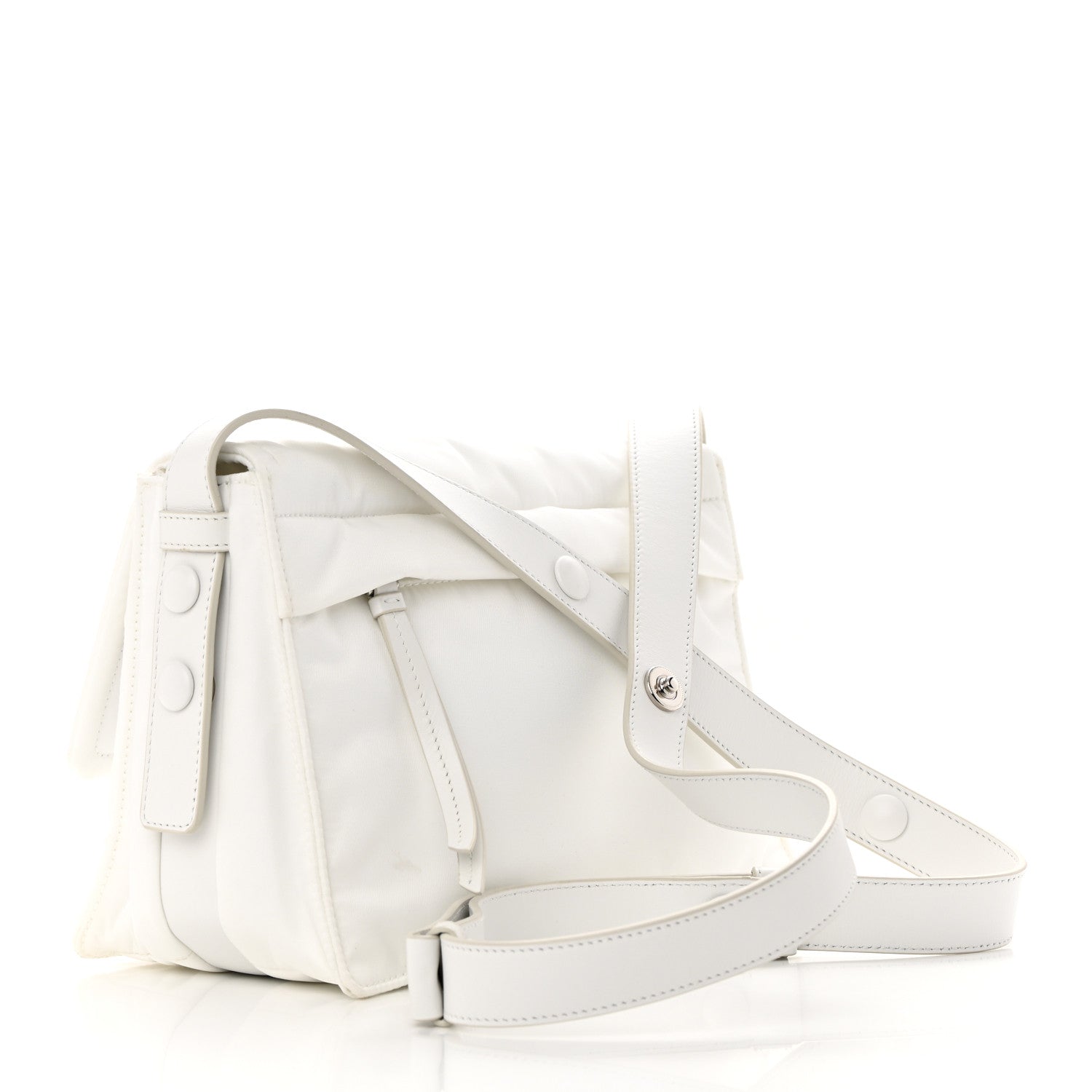 Prada Re-Nylon Vitello Padded Small Flap Shoulder Bag White 3 of 16