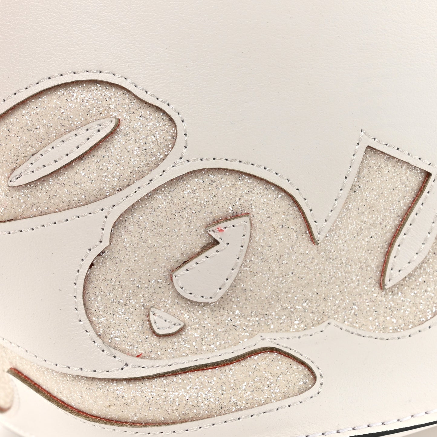 Calfskin Paris Marie Jane Perforated Glitter Logo Backpack White