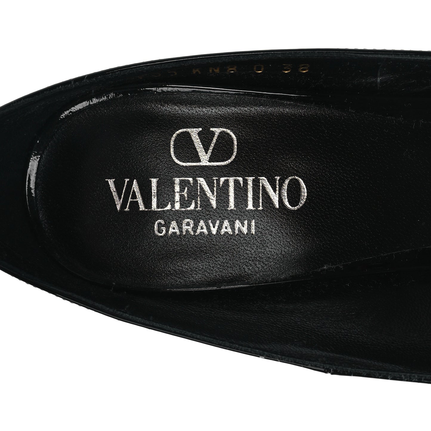 Patent Vlogo Plaque Ankle Strap 105mm Pumps 38 Black