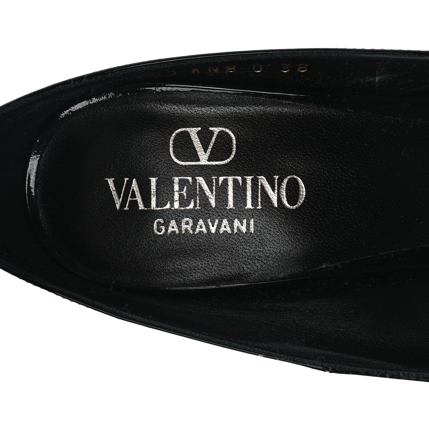Valentino Garavani Patent Vlogo Plaque Ankle Strap 105mm Pumps 38 Black 7 of 9